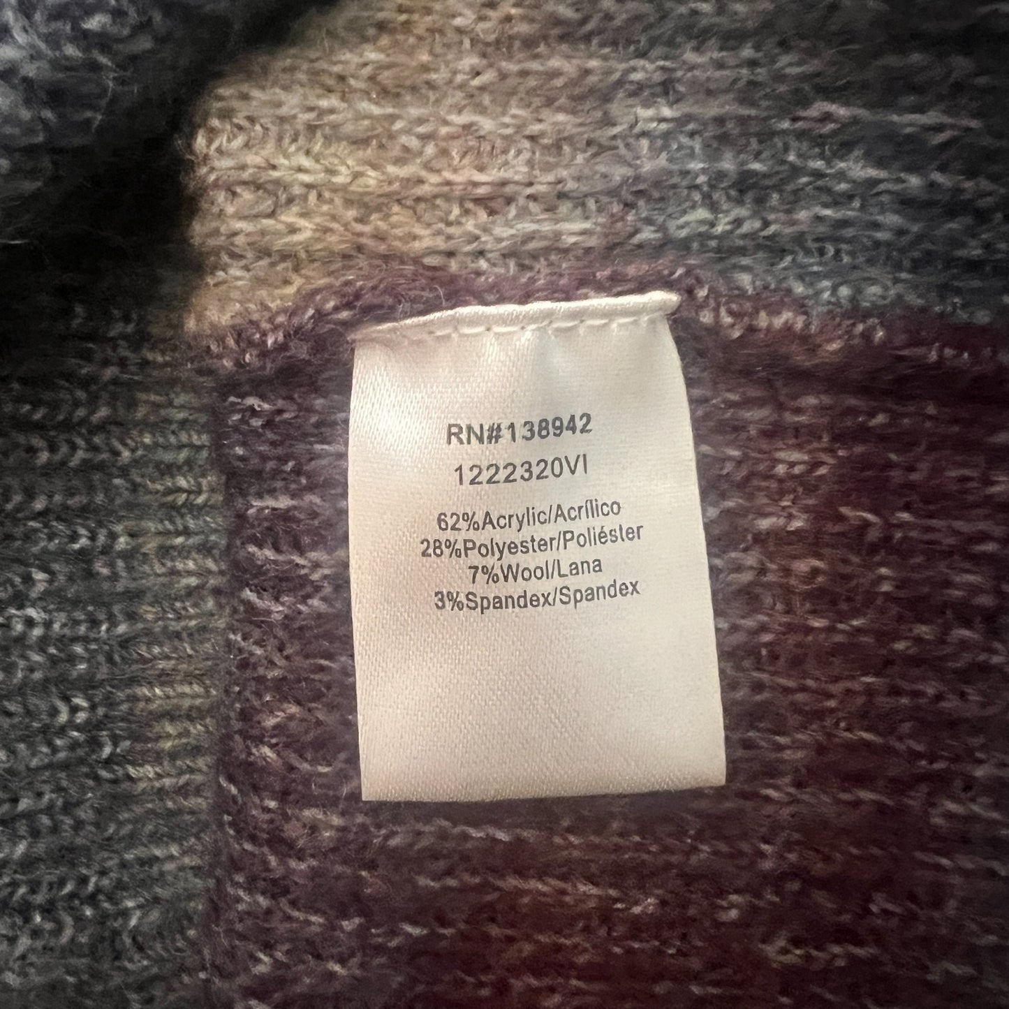 Womens Multi-color Ombre Mock Neck Sweater S Puff Sleeve Whimsigoth Twee Cozy