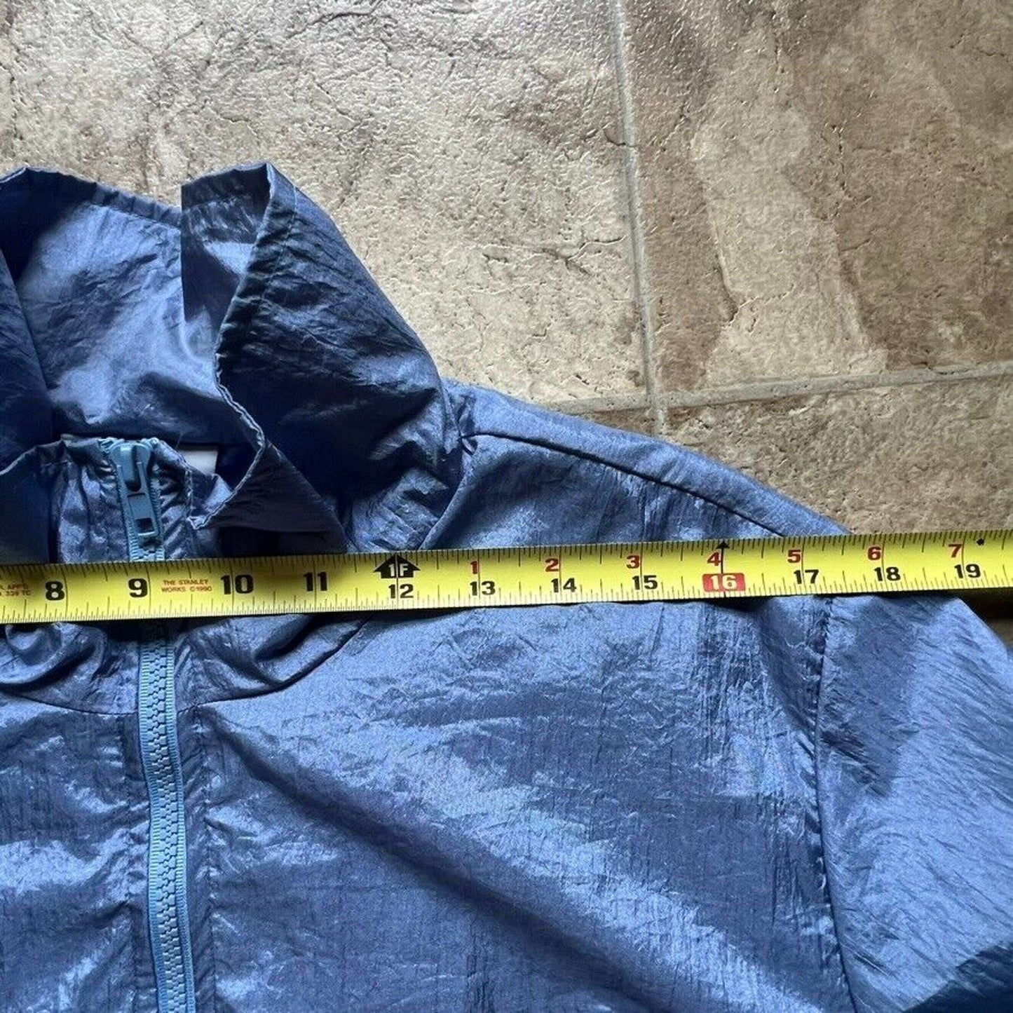 Vintage 80s Blair Womens Windbreaker L Blue Embroidered Flowers Cottage Retro