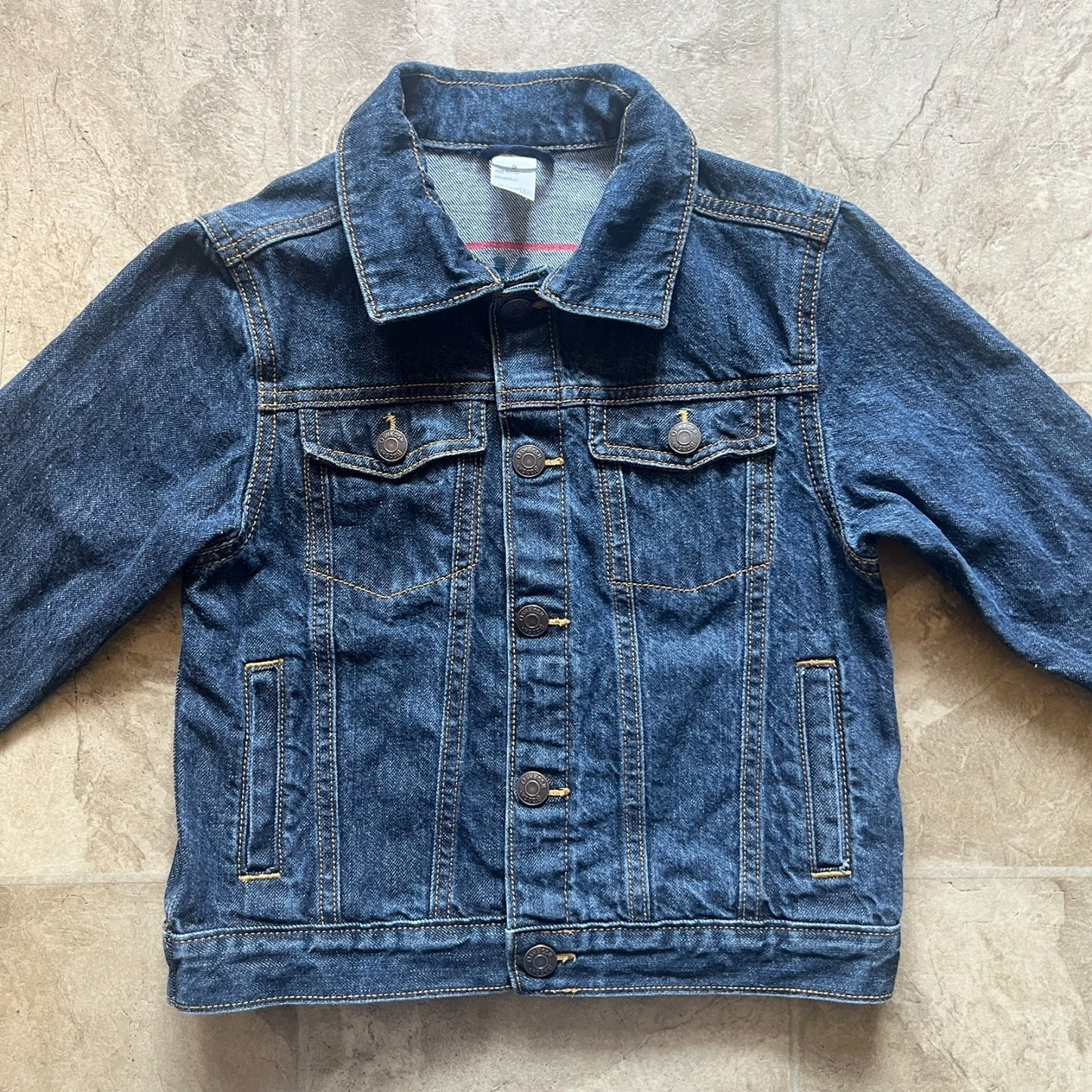 Oshkosh B'Gosh Kids Denim Jean Trucker Jacket Size 5 Snap Closure Logo Spellout