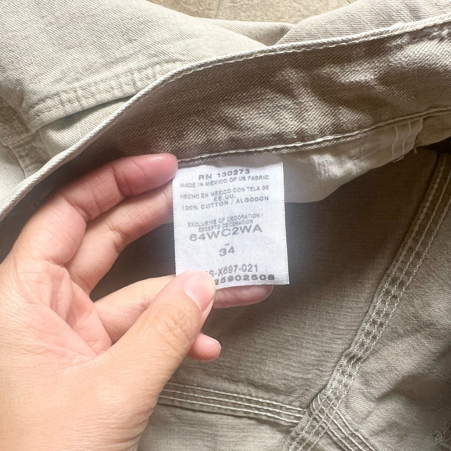 Vtg 90s Wrangler Mens Carpenter Cargo Denim Shorts Beige