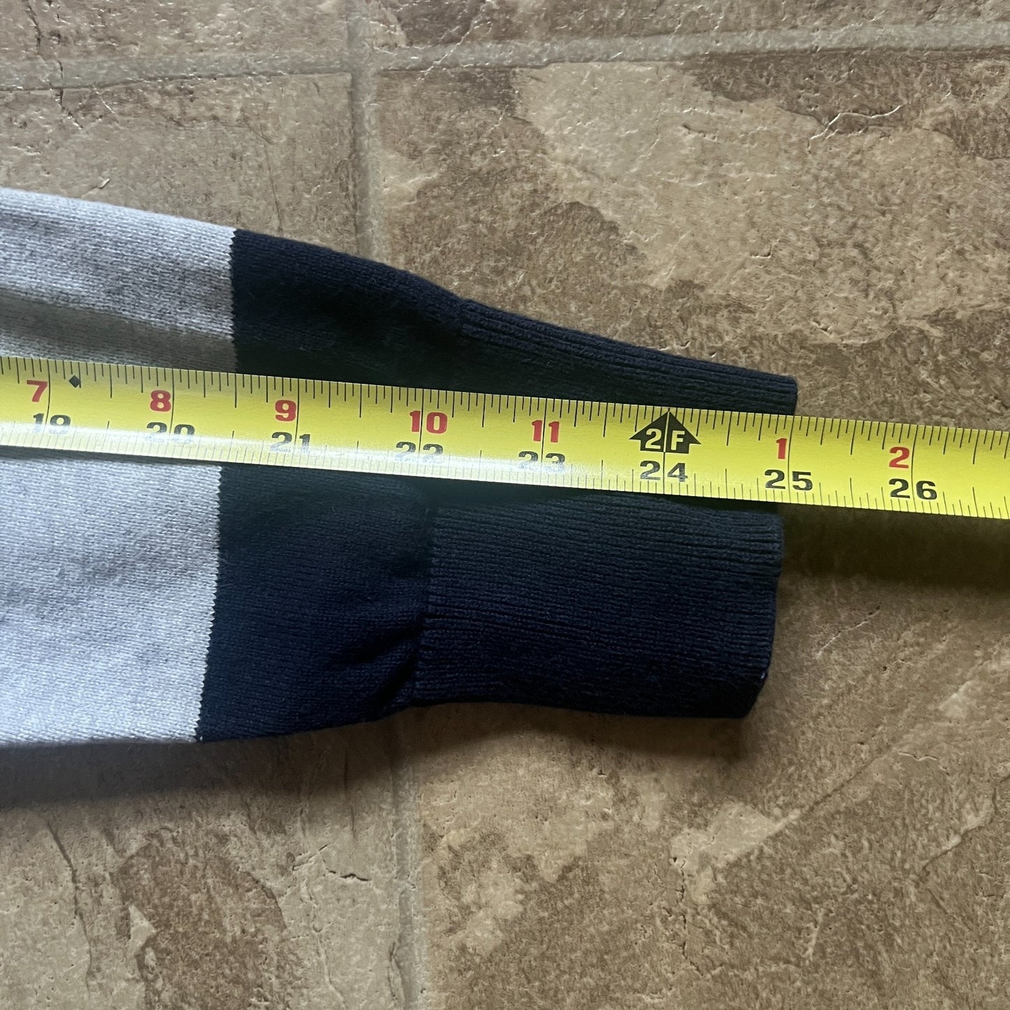 Tommy Hilfiger Womens Striped Sweater Size M Gray Navy Embroidered Logo Nautical Coastal