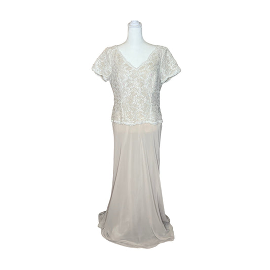 Vtg 90s Chadwick's Formal Dress 10 Ivory Beaded Lace Wedding Timeless Classic