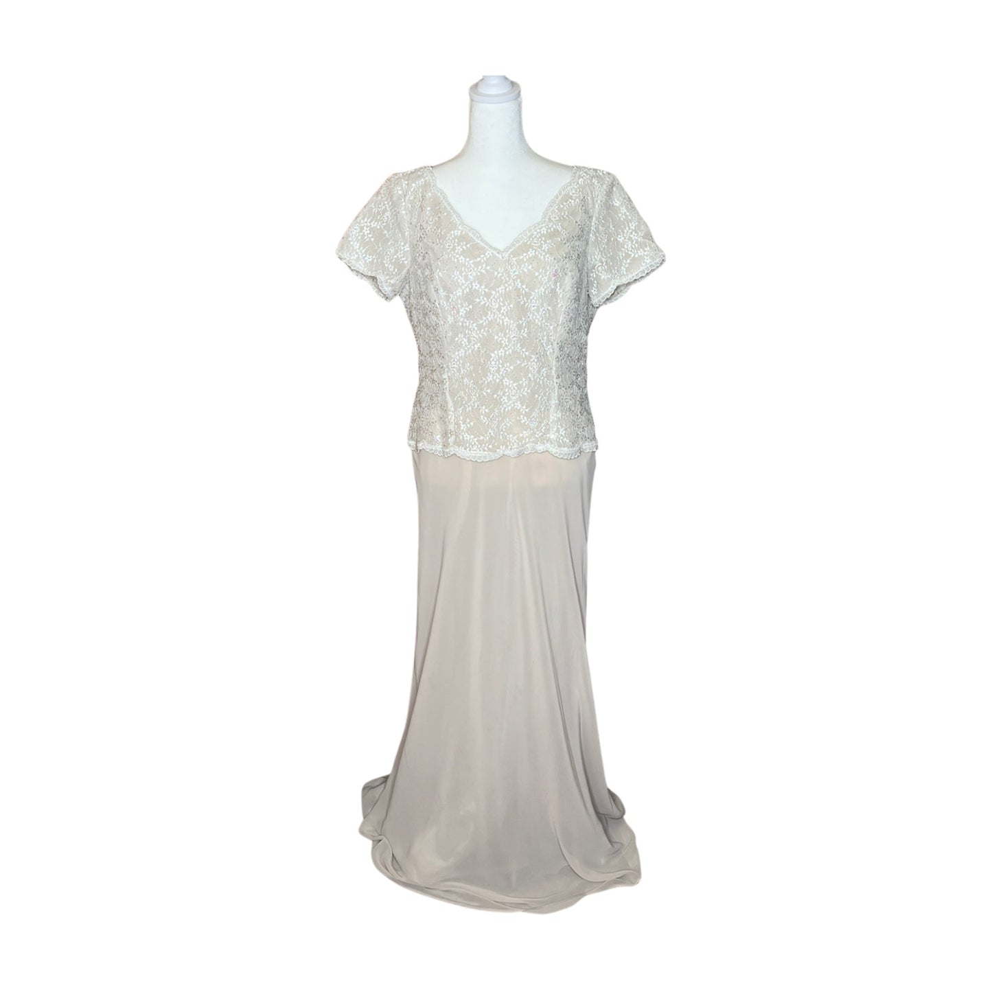 Vtg 90s Chadwick's Formal Dress 10 Ivory Beaded Lace Wedding Timeless Classic