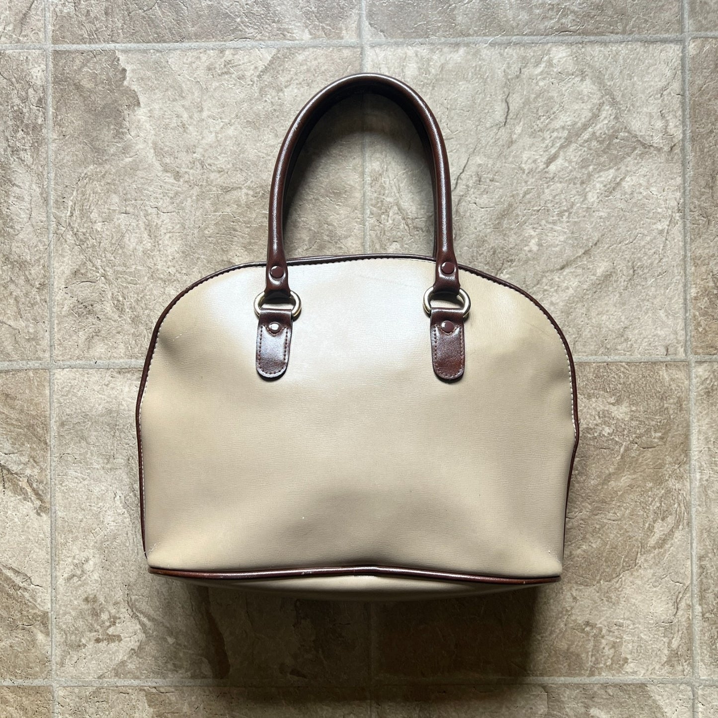 Vintage Liz Claiborne Womens Leather Handbag Tan Brown Full Zip Classic Timeless