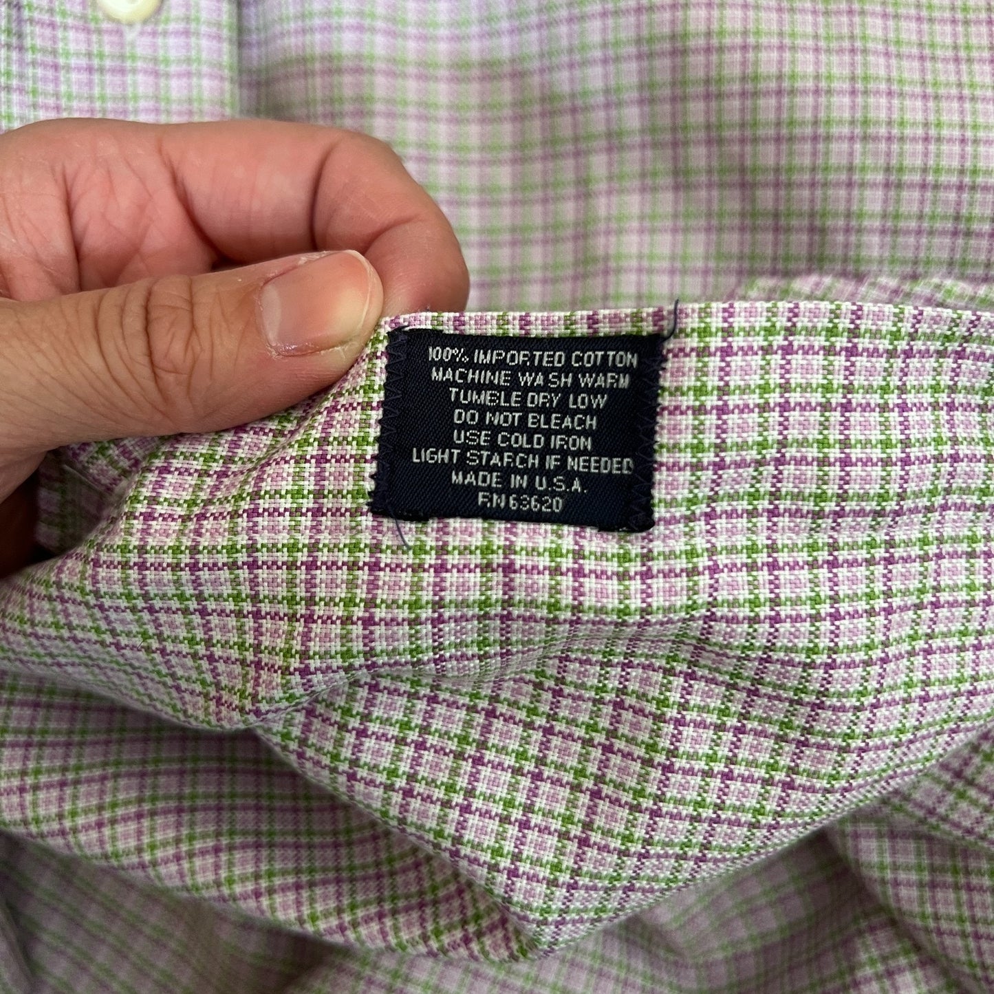 Vtg Burberry London Button-down Shirt L Plaid Purple Green Preppy Classic Career