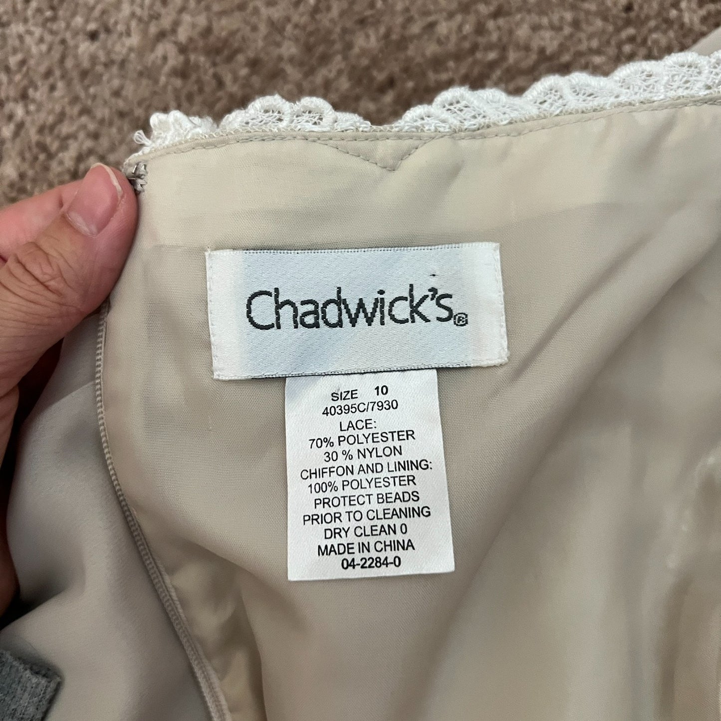 Vtg 90s Chadwick's Formal Dress 10 Ivory Beaded Lace Wedding Timeless Classic