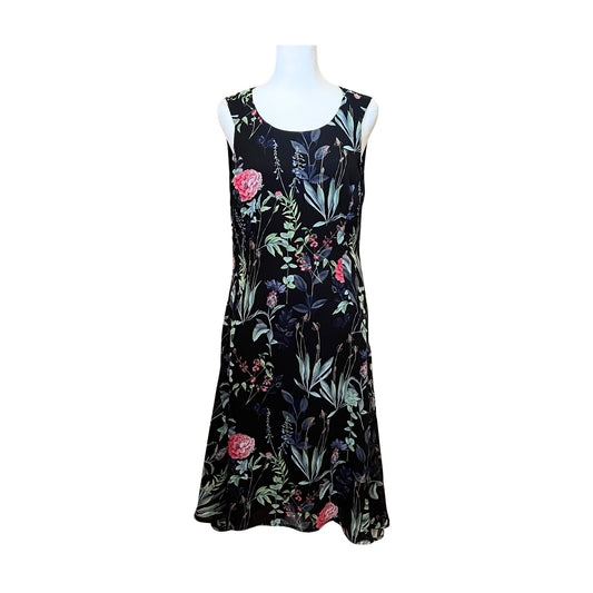 Tommy Hilfiger Dress Size 10 Black Floral Garden Fairy Whimsical Feminine Romantic