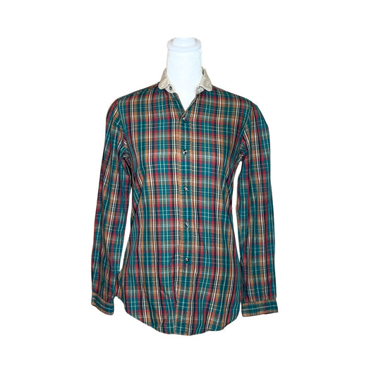 Vintage 90s Kenneth Gordon Tartan Plaid Shirt Academia Cabincore Preppy Classic