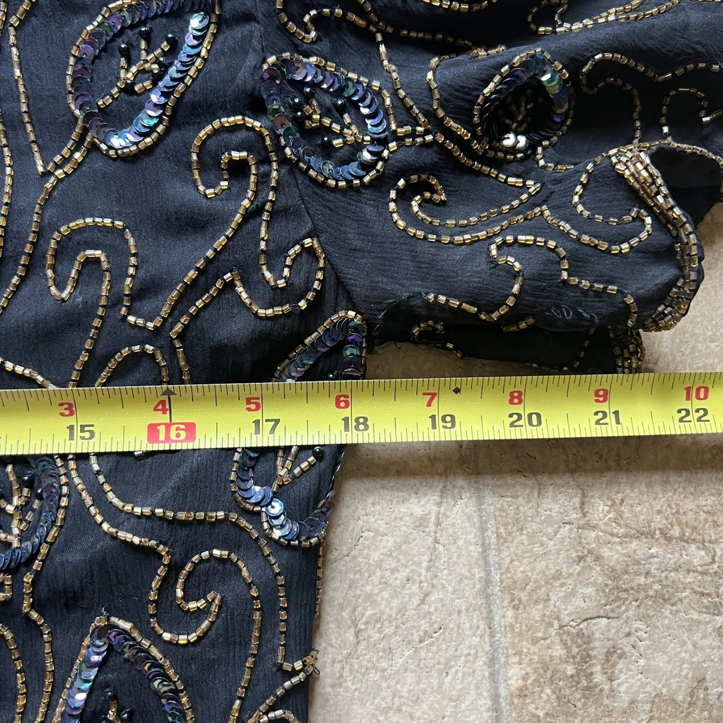 Vintage Womens 100% Silk Beaded Top L Holiday Whimsigoth Victorian Party Glam