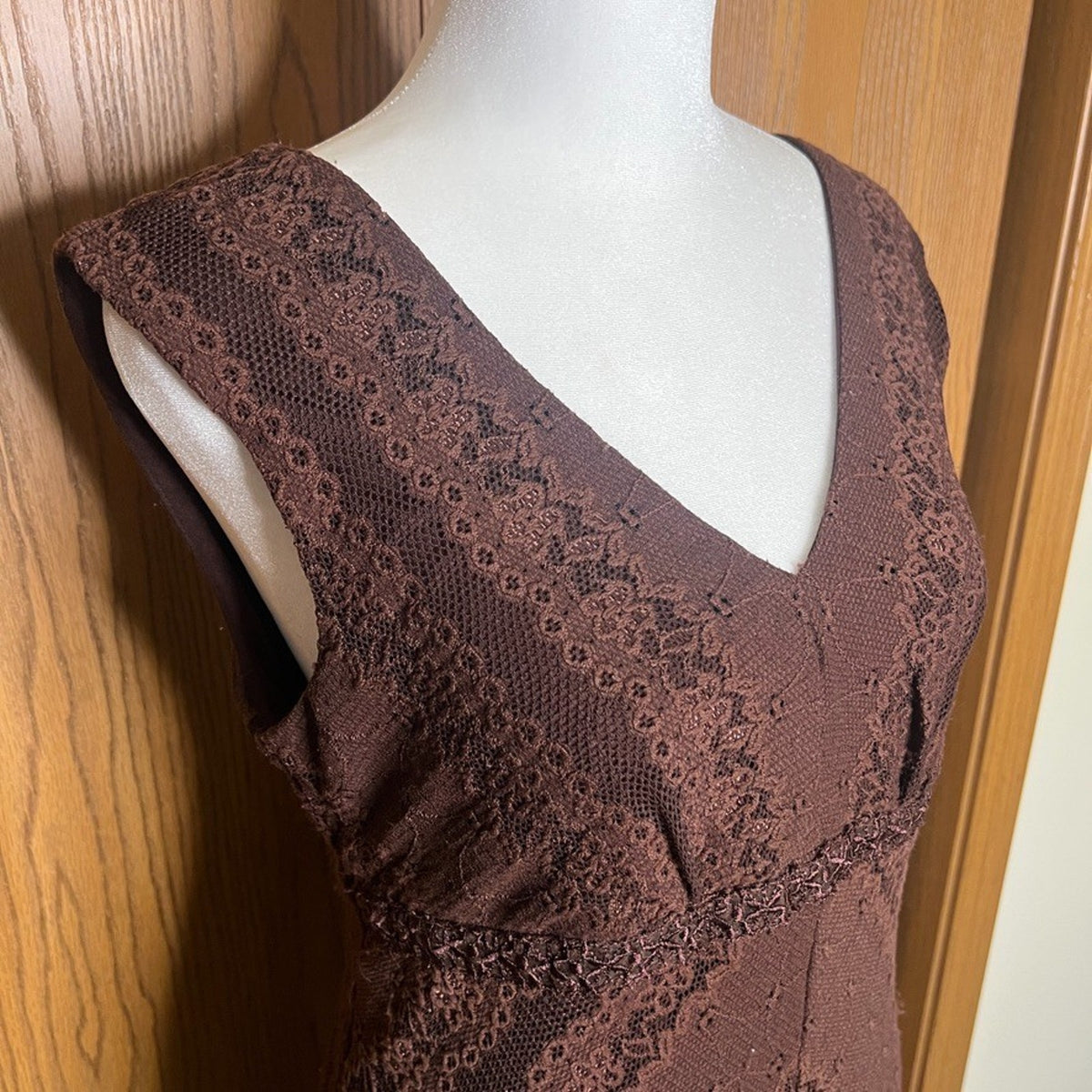 Vtg Y2K B. Moss Chocolate Brown Dress Hankerchief Lace Fairy Whimsigoth Romantic