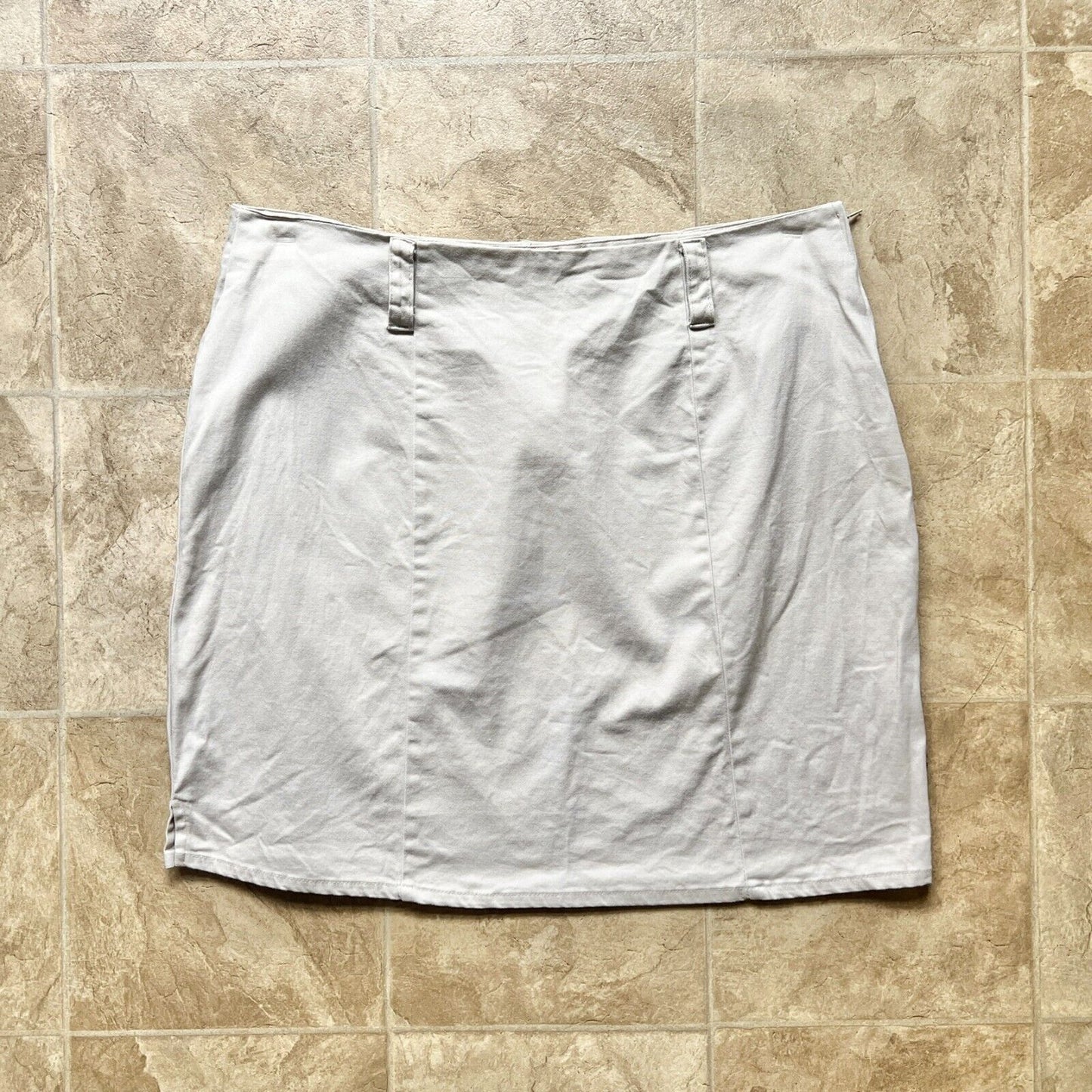Vtg Y2K Fashion Bug Beige Mini Skirt 20 Outdoor Granola Girl Safari Minimalist