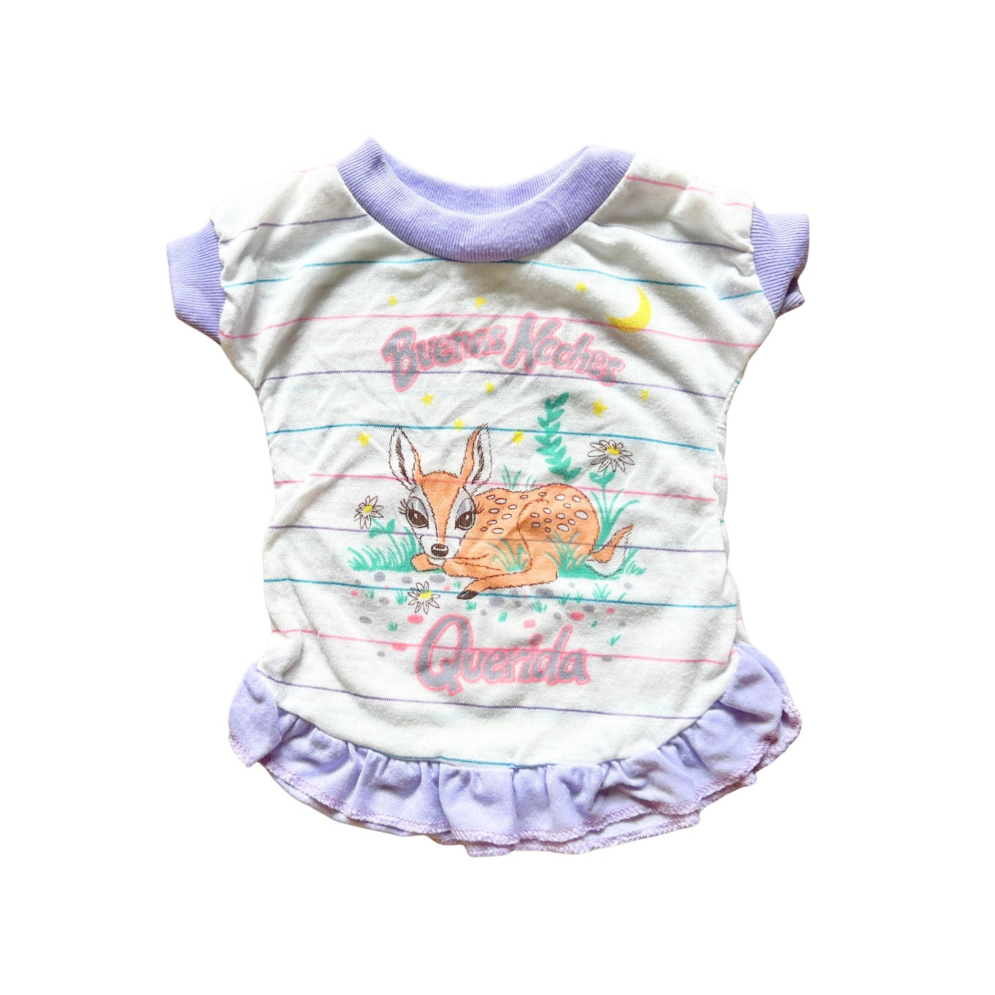Vtg 80s Ronnie Jama Doll Sleep Shirt Nightgown Fawn Deer Spanish Kitsch Animals