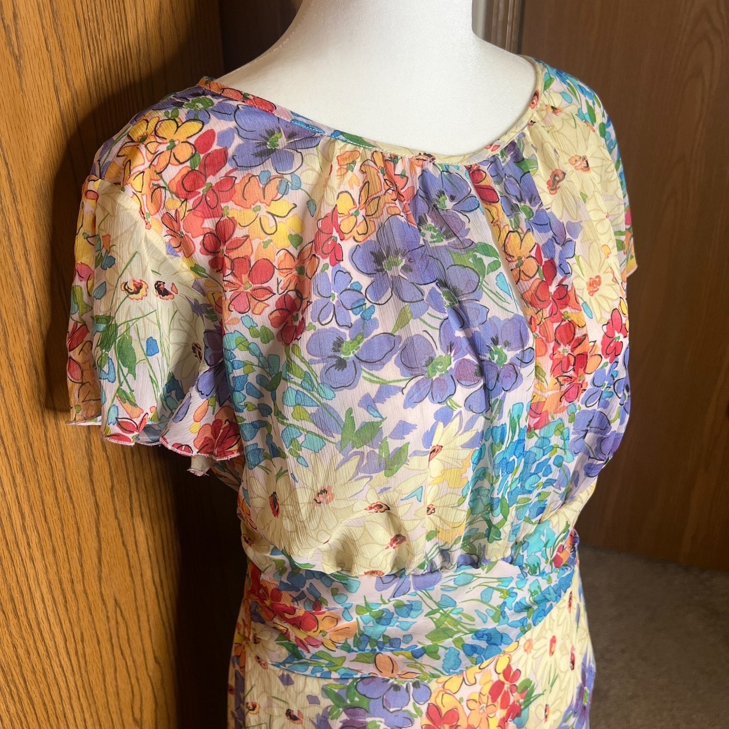 Vtg 90s K Studio Collection Floral Maxi Dress 12 Artsy Romantic Feminine Formal