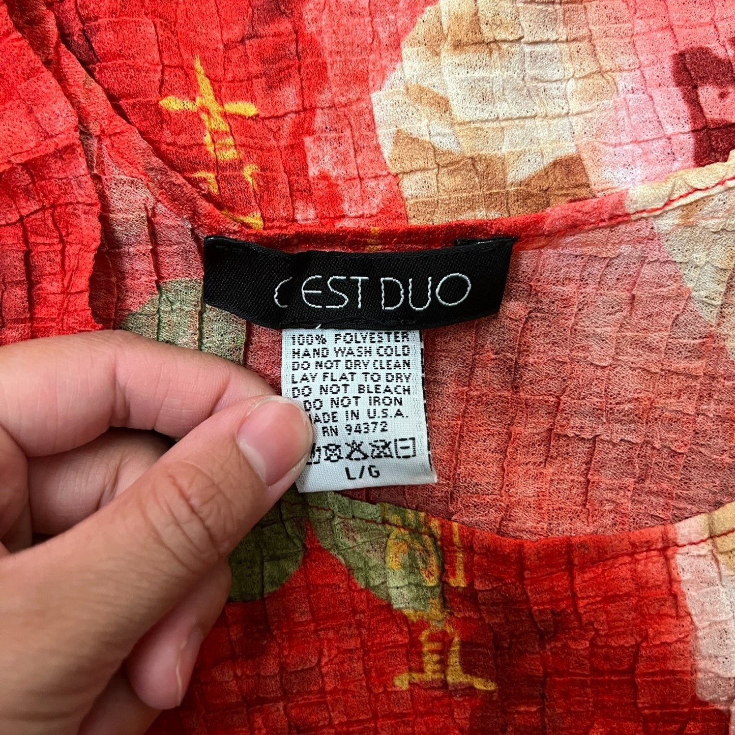 Vtg Y2K C'est Duo Mesh Top L Asian Inspired Floral Artsy Rave Baddie Festival