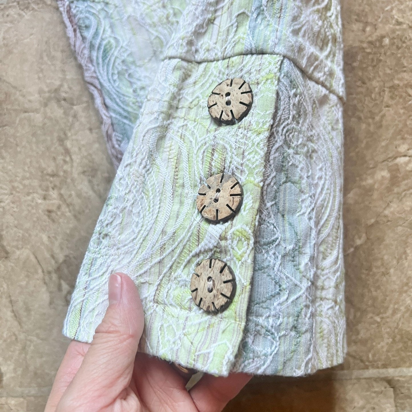 Vtg Y2K Capri Pants Multi-color Embroidered Wooden Buttons Fairy Boho Whimsical