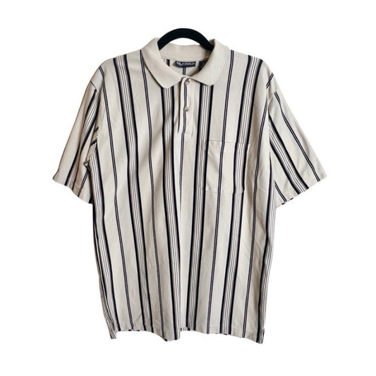 Vtg 90s Puritan Mens Striped Polo Shirt Golf Sporty Classic Minimalist Skater