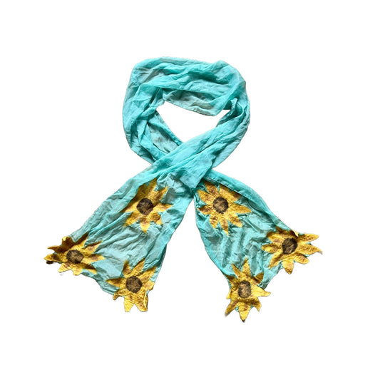 Felted Wool Sunflower Scarf Shawl Boho Artsy Festival Boho Fairy Flower Power