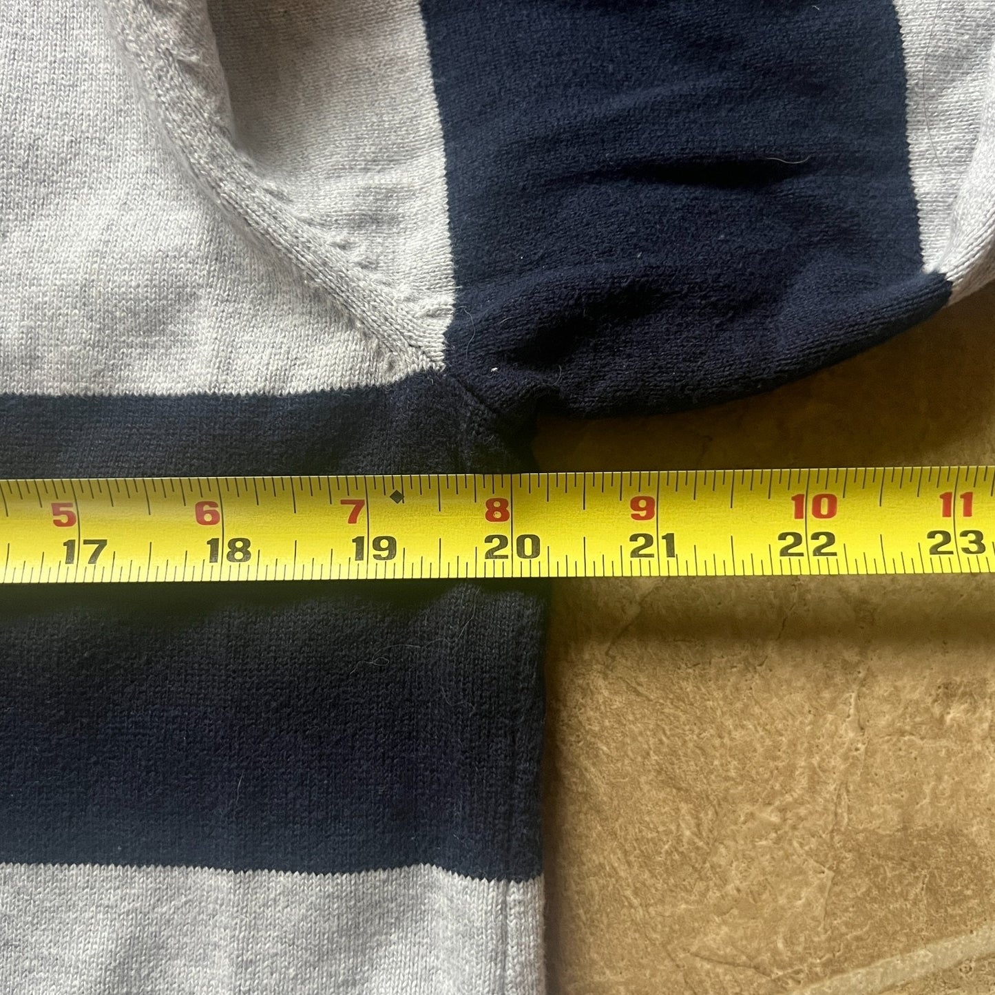 Tommy Hilfiger Womens Striped Sweater Size M Gray Navy Embroidered Logo Nautical Coastal