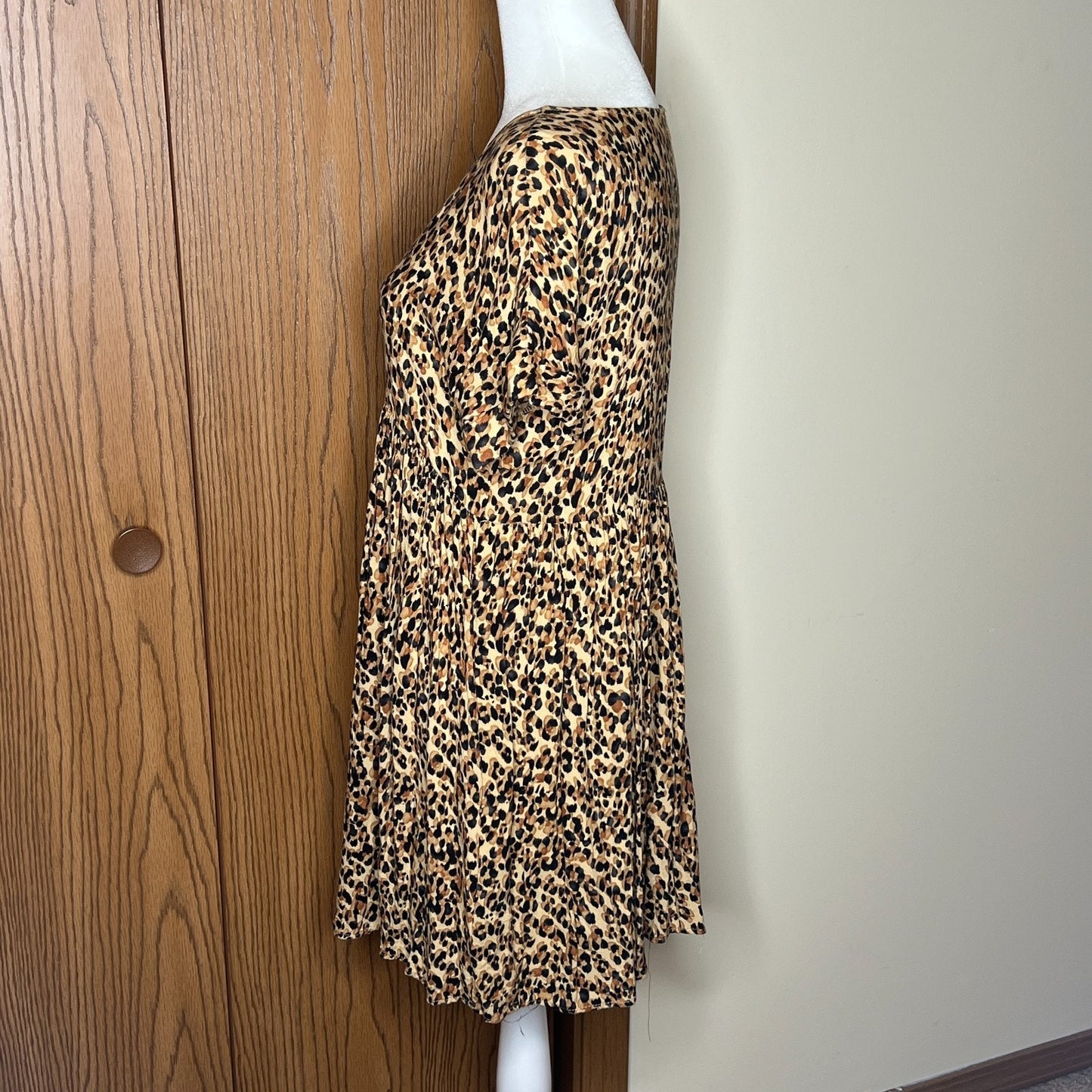 Aura Womens Leopard Print Babydoll Dress Knee Length Y2K Baddie Punk Feminine