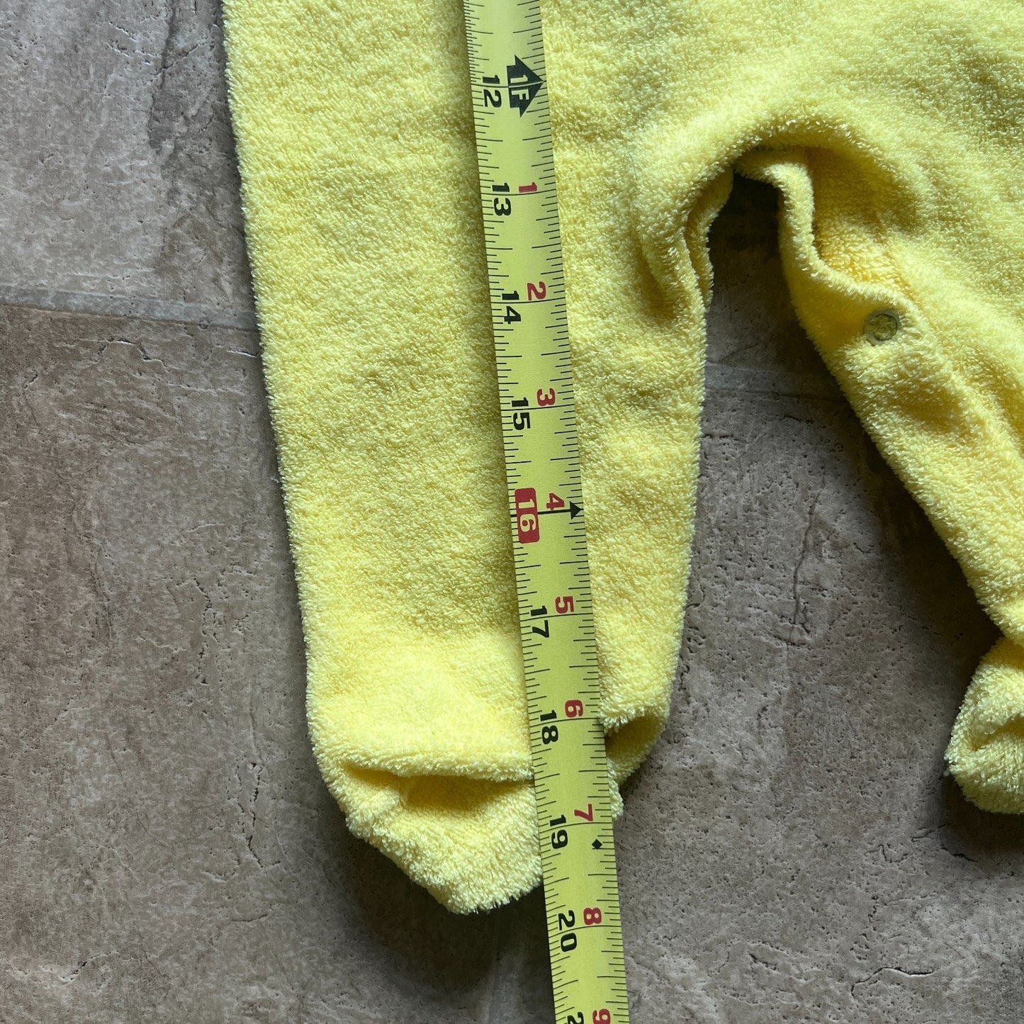 Vtg Terrycloth Sleeper Sunny Yellow Embroidered Dinosaur Retro Kidcore Kitschy