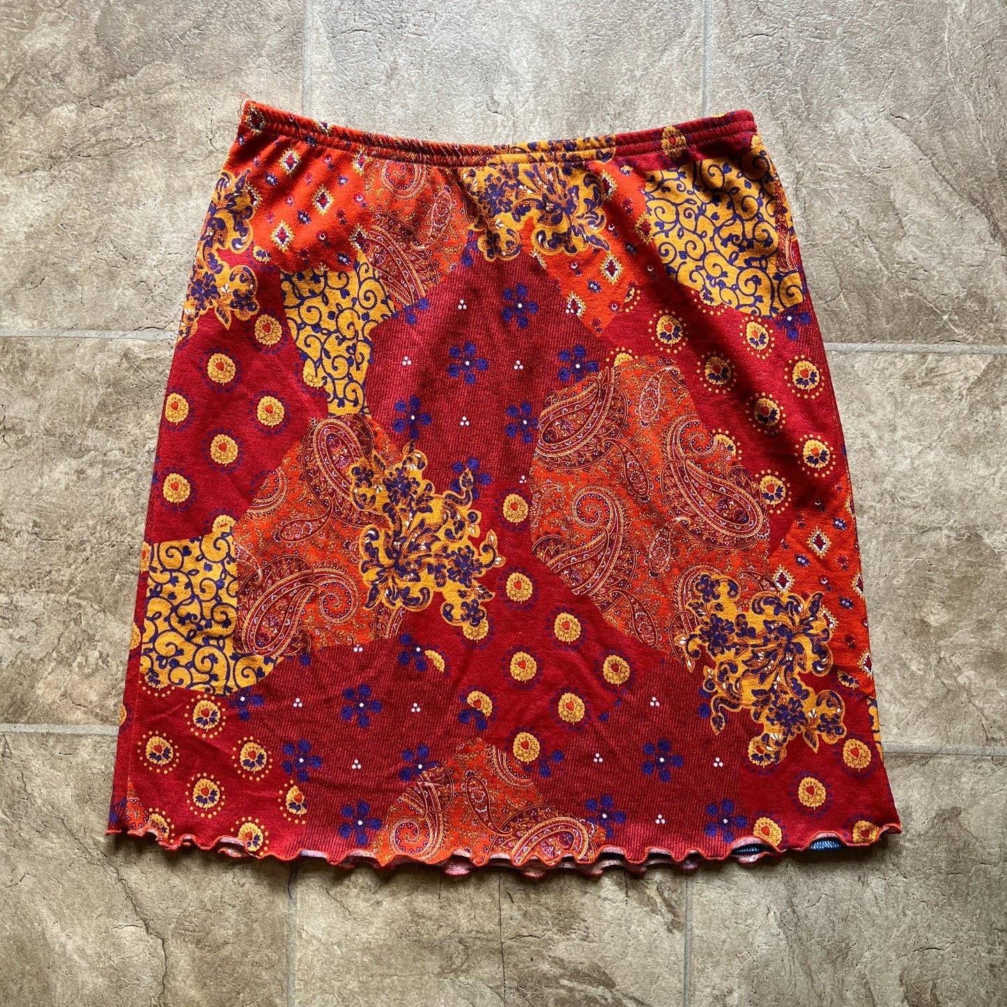 Vtg Y2K Mini Skirt S Multi-color Patchwork Boho Hippie Festival Whimsigoth Indie