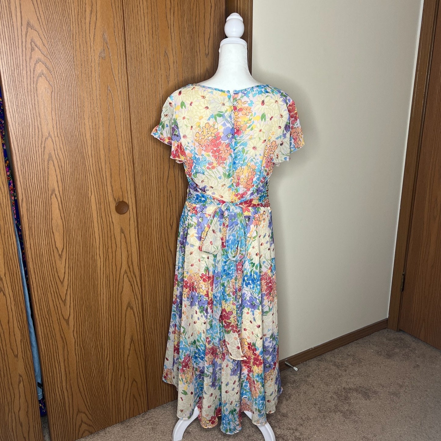 Vtg 90s K Studio Collection Floral Maxi Dress 12 Artsy Romantic Feminine Formal