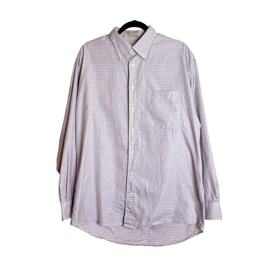 Vtg Burberry London Button-down Shirt L Plaid Purple Green Preppy Classic Career