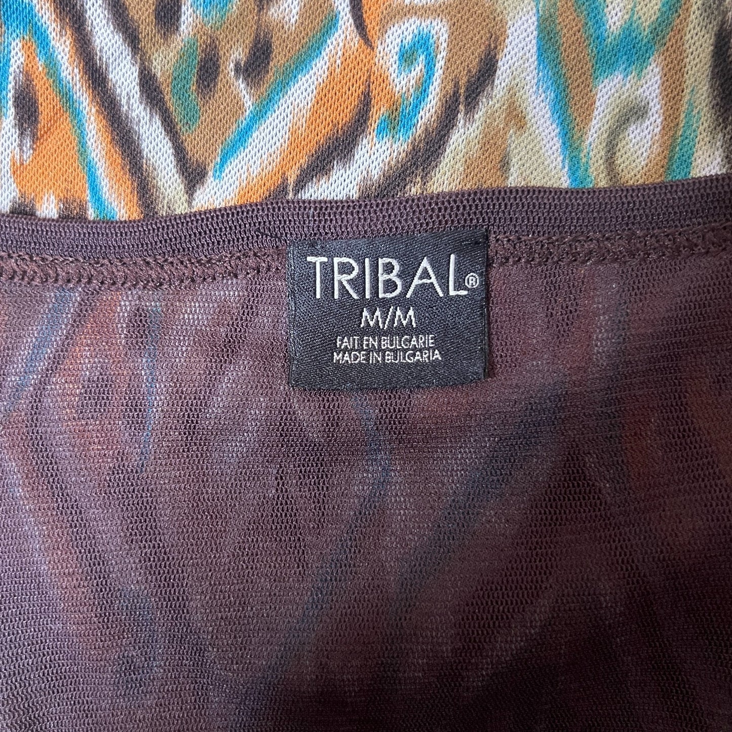 Vintage Y2K Tribal Top M Brown Geometric Rhinestones Fairy Whimsigoth Groovy
