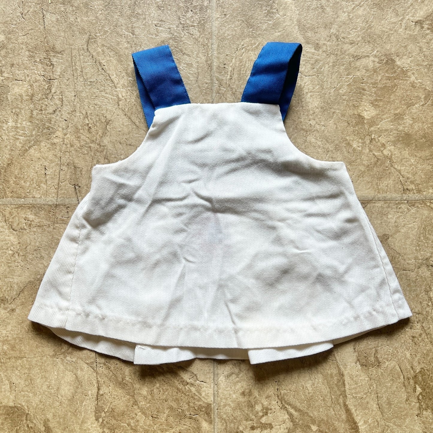 Vtg 80s Baby Sailor Nautical Pinafore Dress Embroidered Beachy Coastal Americana
