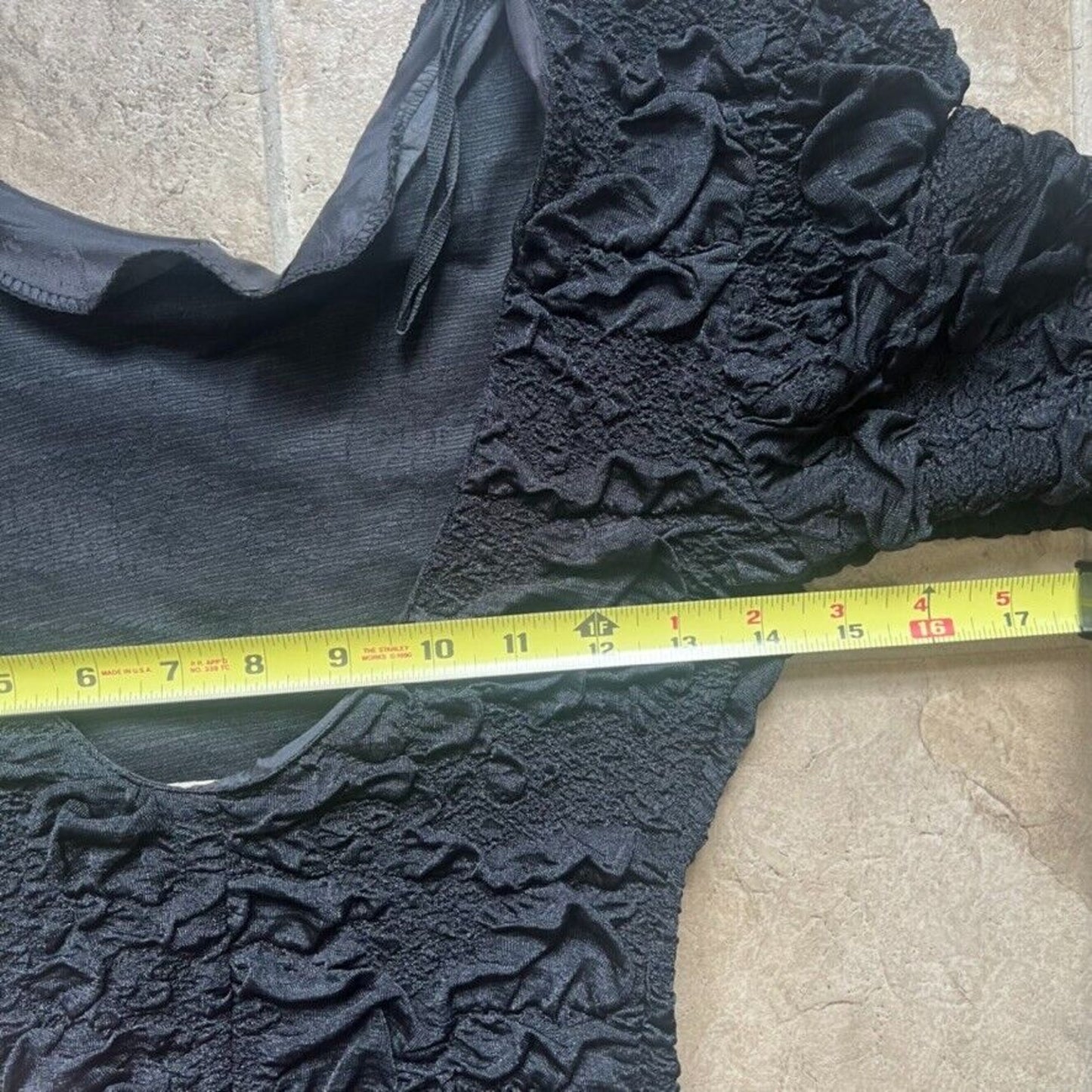 Vtg 80s Frederick's of Hollywood Dress Black Lace Ribbon Drop Waist Witchy Goth