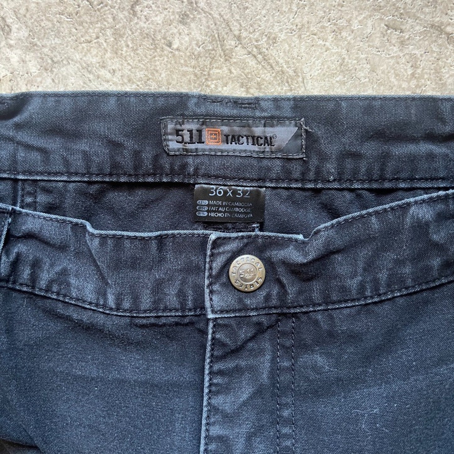 5.11 Tactical Mens Cargo Pants Size 36 x 32 Black Straight Leg Baggy Utility Workwear Grunge