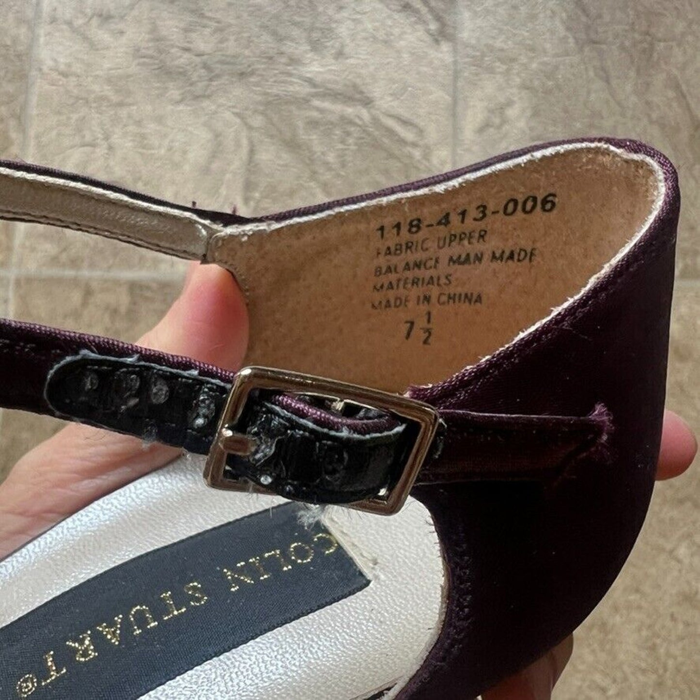Vtg Y2K Colin Stuart Satin Heels 7.5 Purple Iridescent Formal Wedding Party Glam