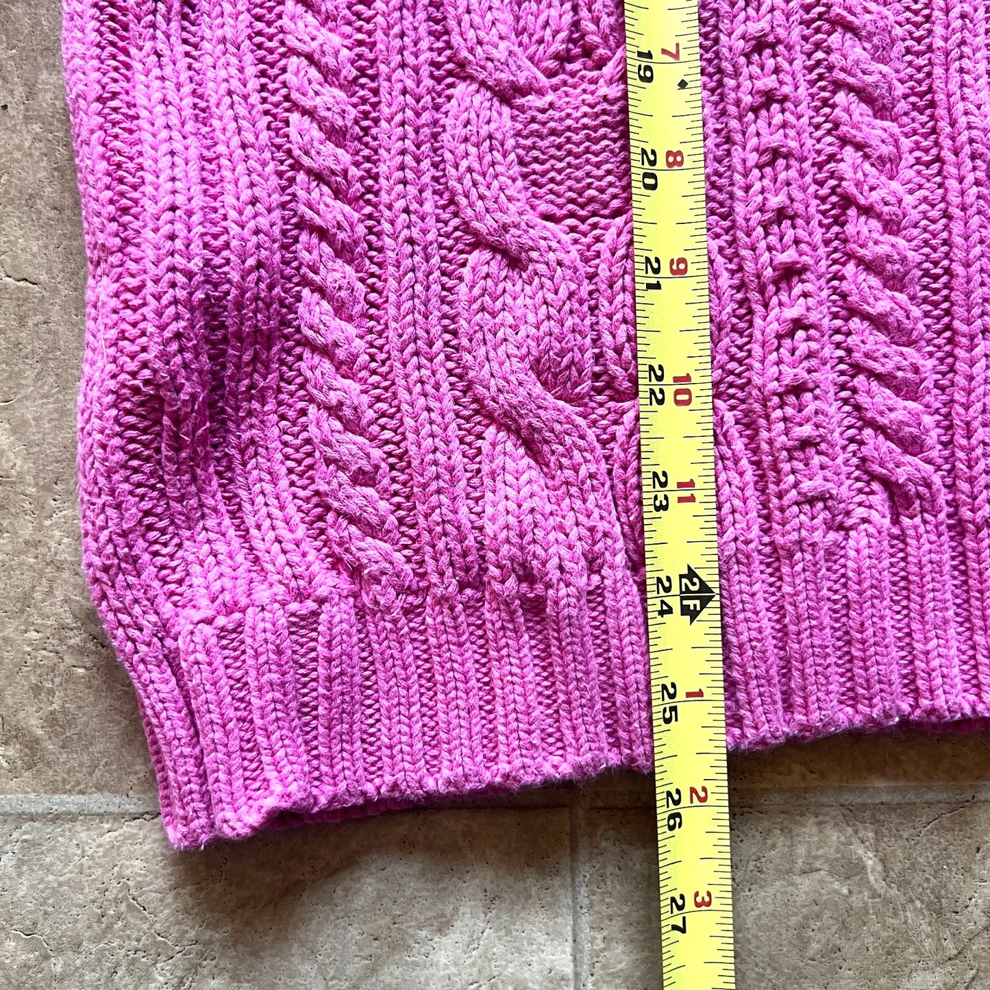 Chaps Womens Chunky Cable Knit Sweater Size XL Bubble Gum Pink Feminine Preppy Barbie