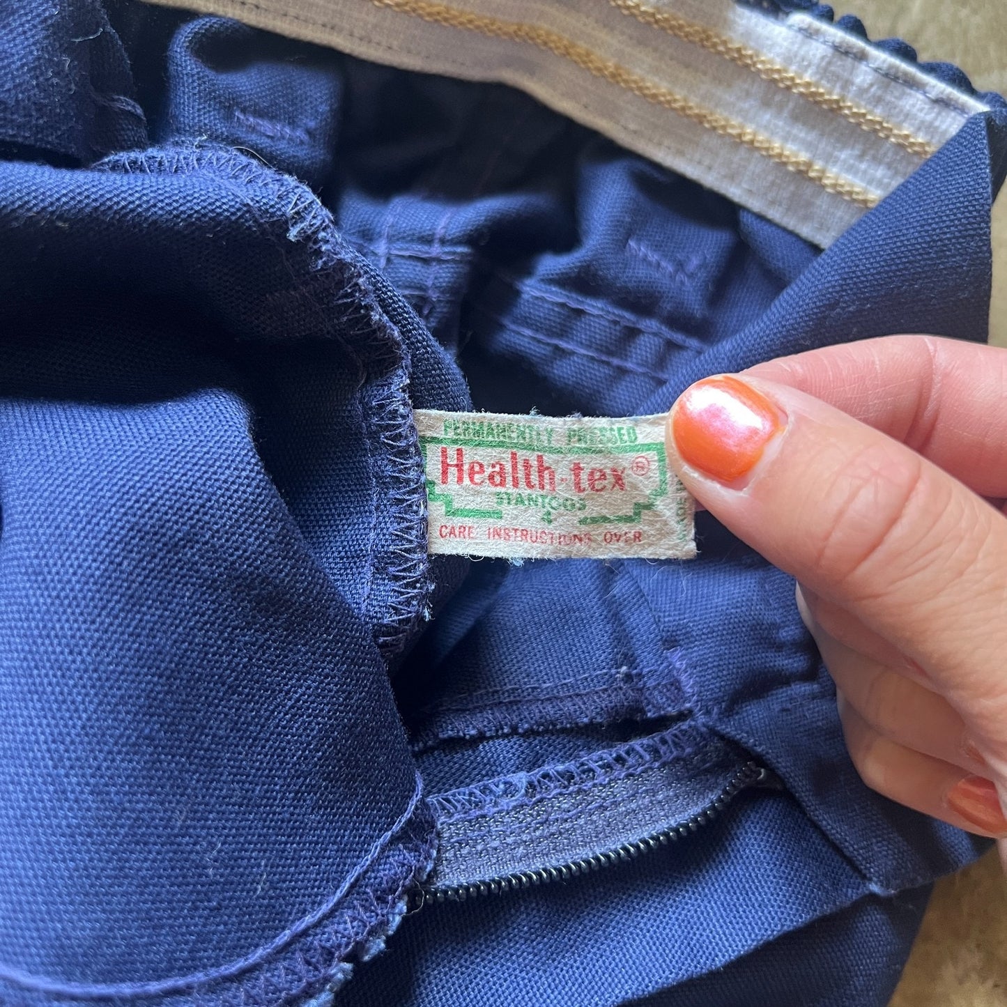 Vtg 70s Health-tex Boys Bell Bottom Pants 4 Blue High Waisted Preppy Academia