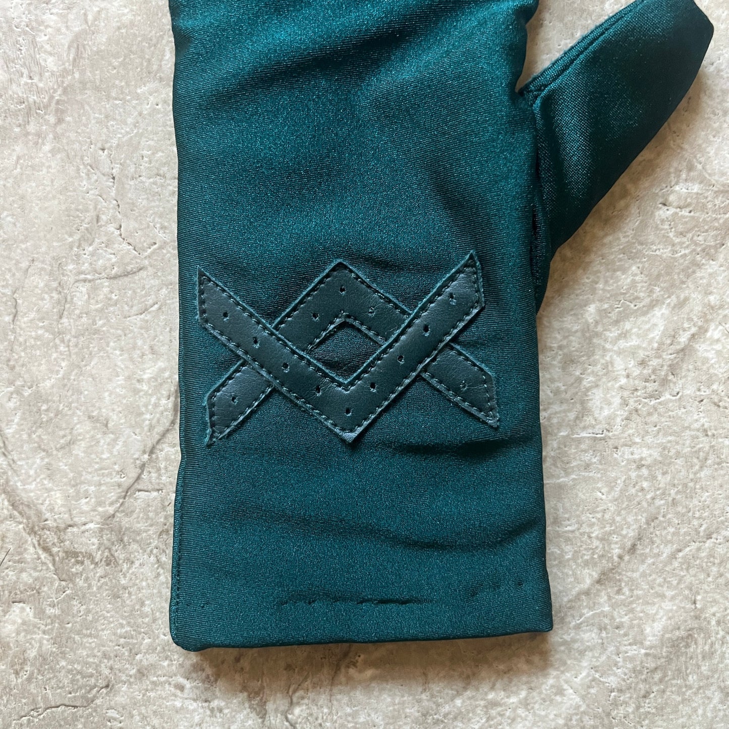 Womens 80s Style Driving Gloves Dark Emerald Green Faux Leather Lined Holiday Christmas Biker Steampunk