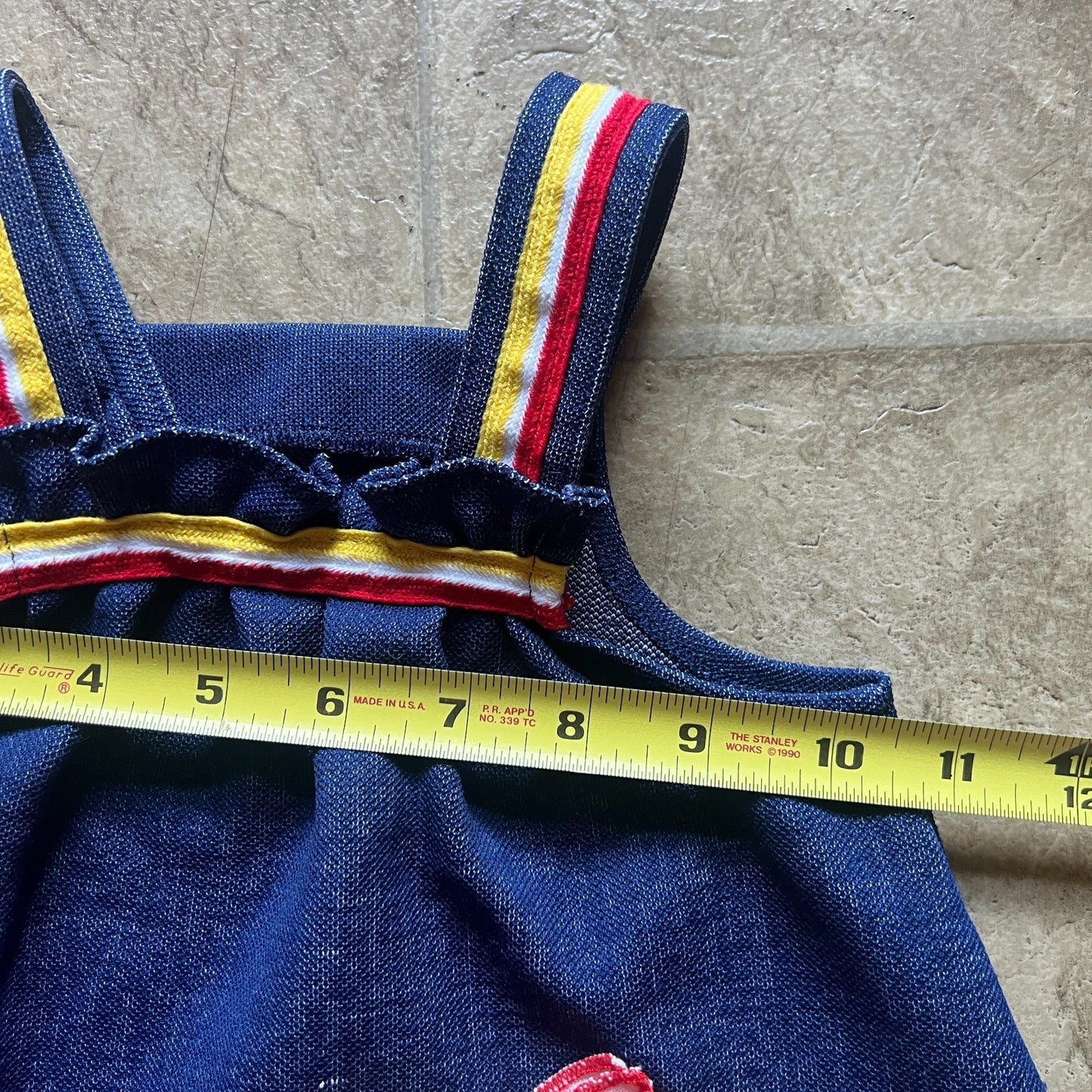 Vtg 80s Carter's Denim Pinafore Dress 12 Months Elephant Whimsical Kidcore Retro