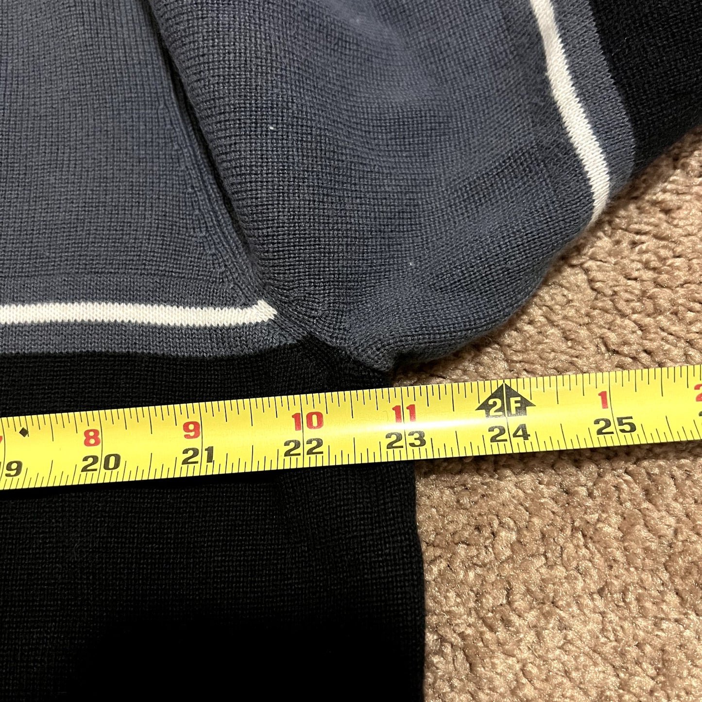 Eddie Bauer Mens Sweatshirt XL 1/4 Zip Blue Stripe Outdoor Sporty Grunge Skater