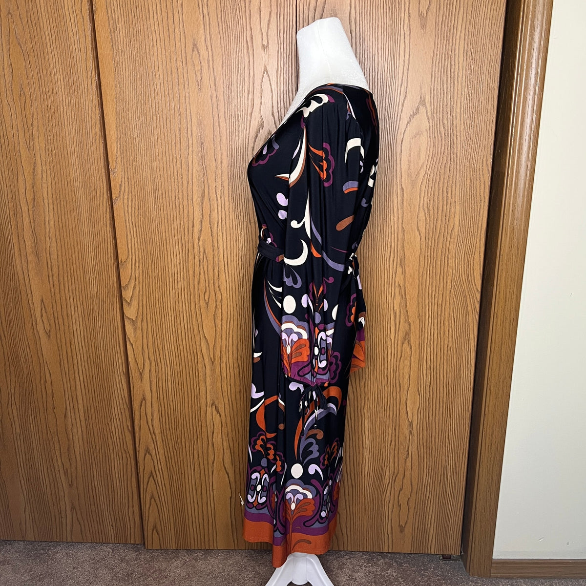 Lily Womens 70s Inspired Shift Dress Black Multi-color Swirl Abstract Pattern Mod Artsy