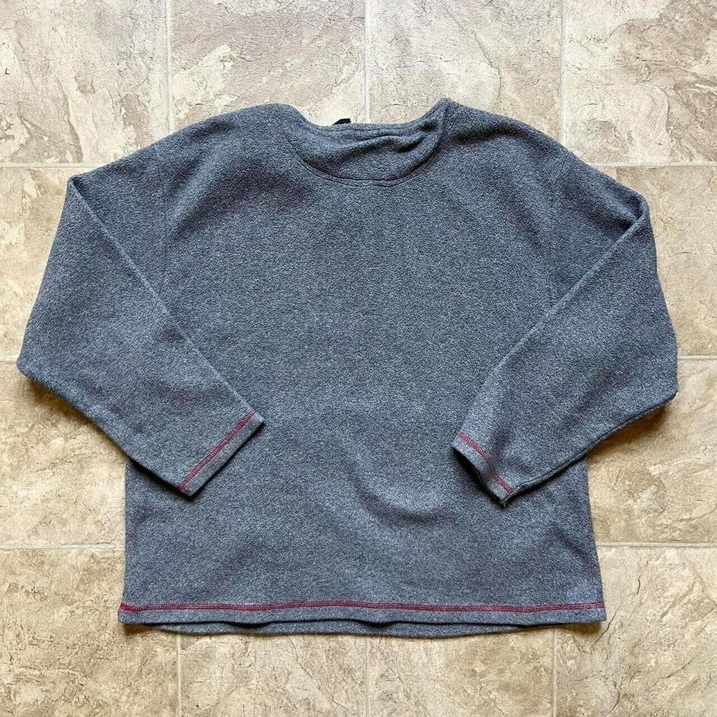 Vintage Mens Mickey Mouse Fleece Sweatshirt Size L Gray Embroidered Front Pocket