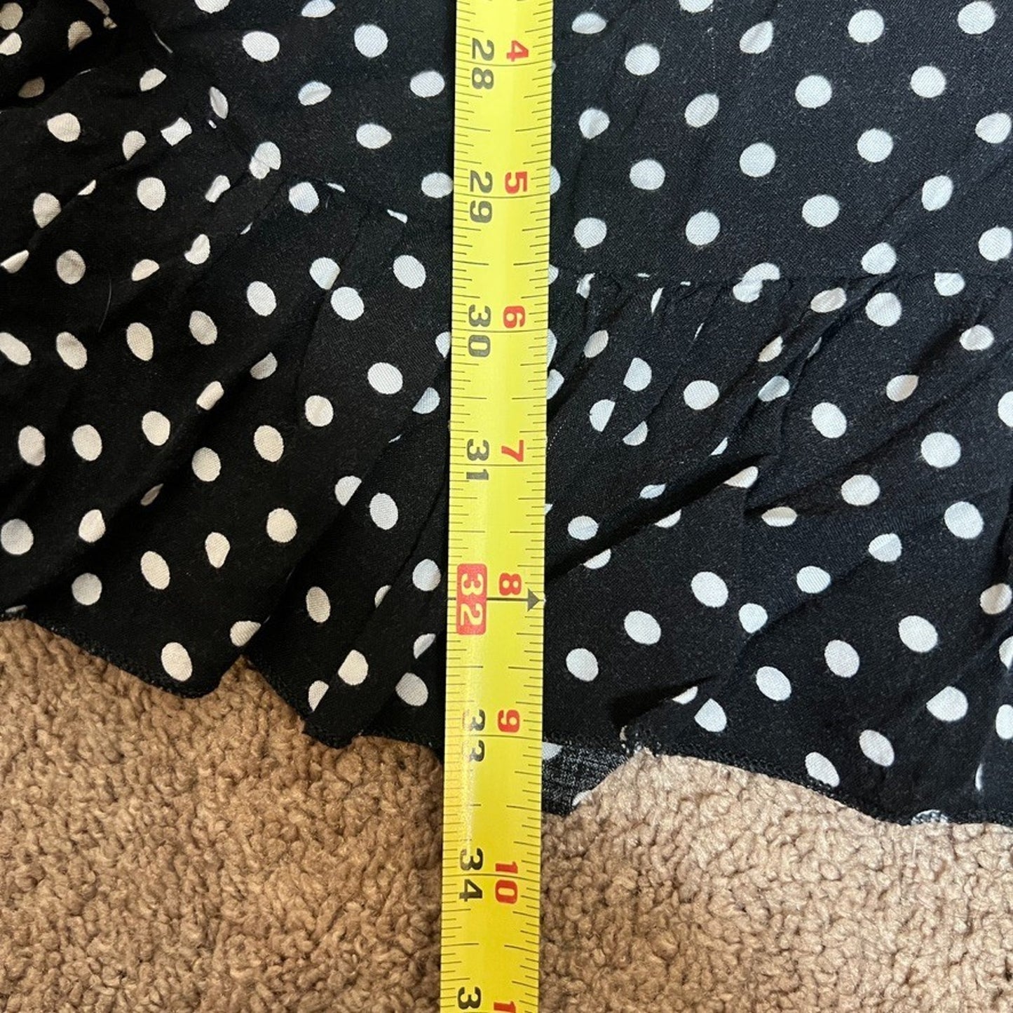 Womens Polka Dot Mini Dress M Smocked Ruffled Feminine Romantic Dainty Classic