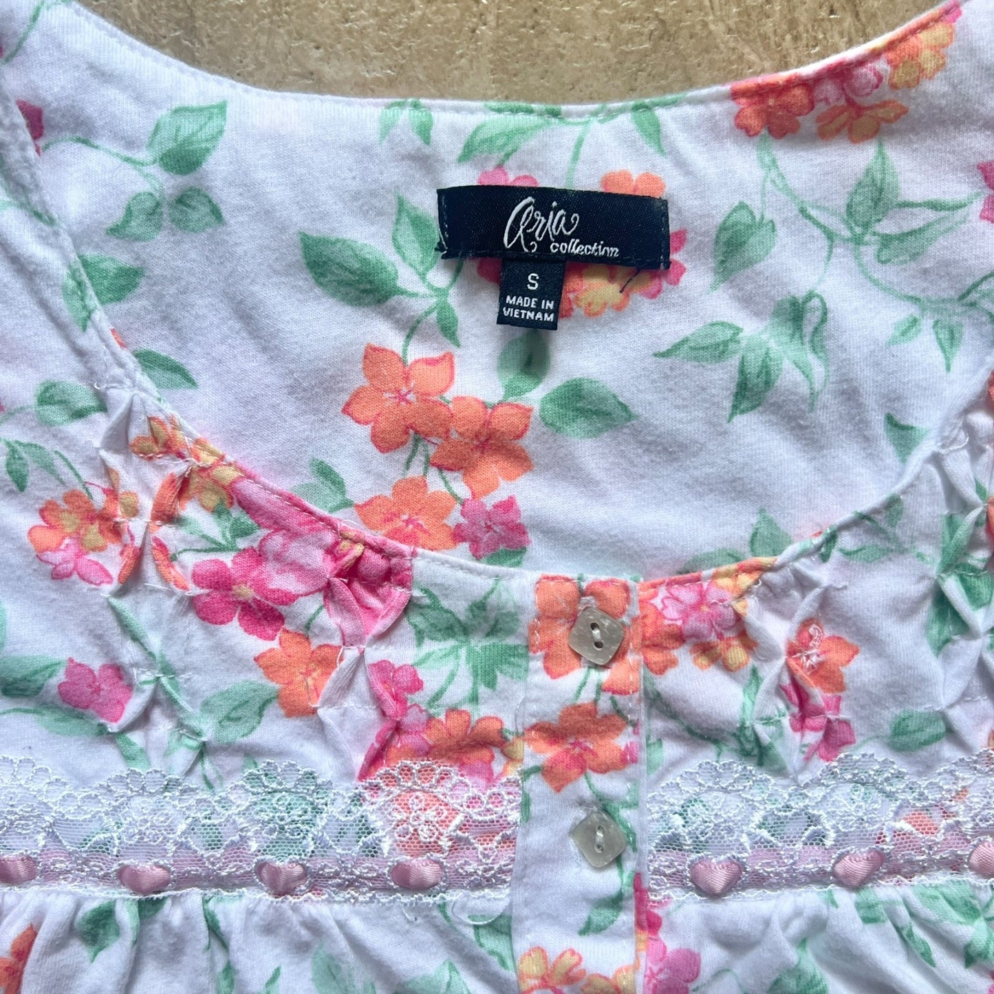 Aria Womens Nightgown Dress Size S Multi-color Floral Lace