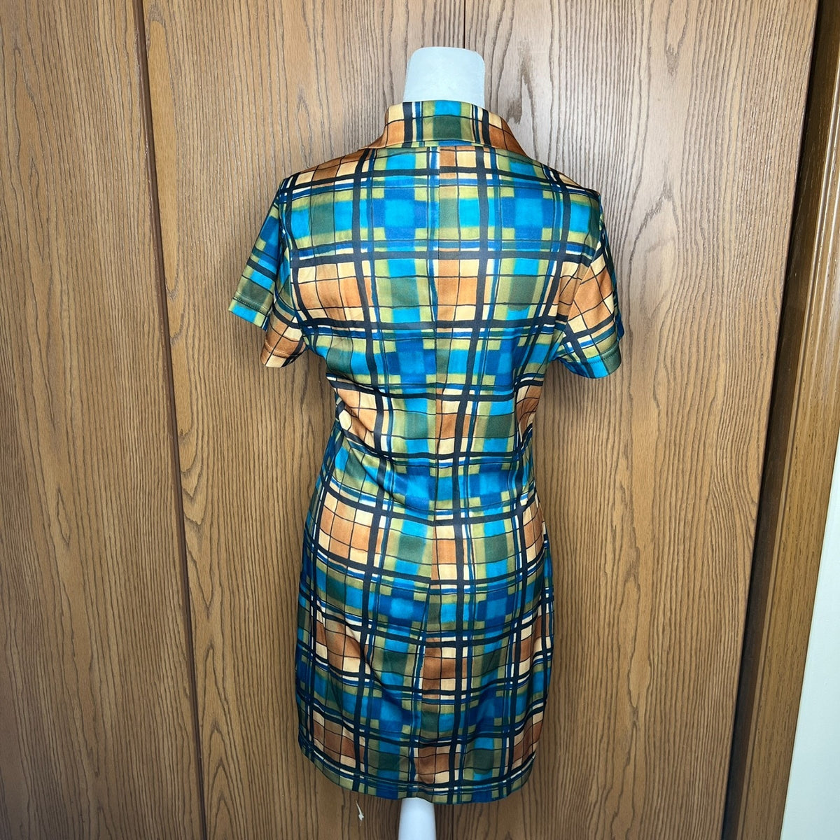 Vtg 90s Bonkers Clothing Co Dress Multi-color Plaid Academia Preppy Mod Artsy