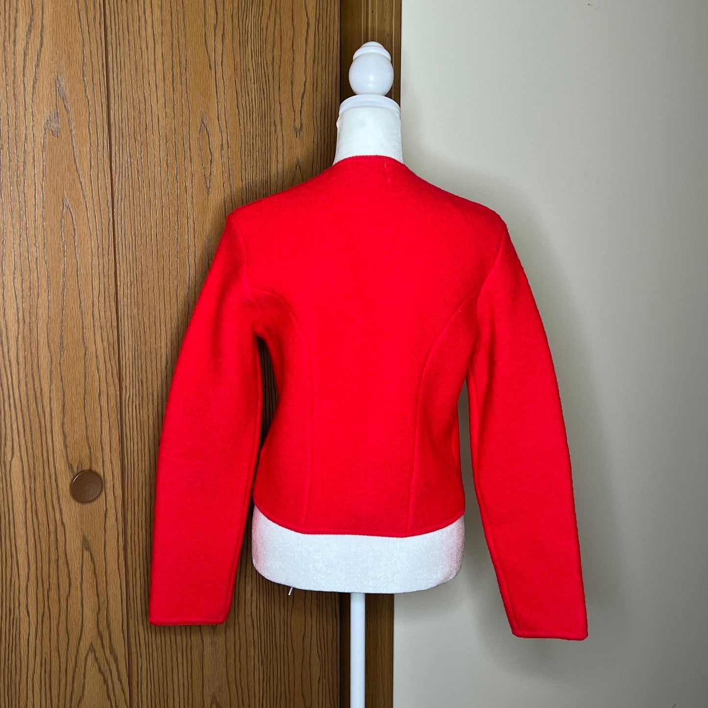 Vintage 80s Tally-Ho 100% Wool Cardigan Size 10 Cherry Red Classic Holiday Christmas Old Money