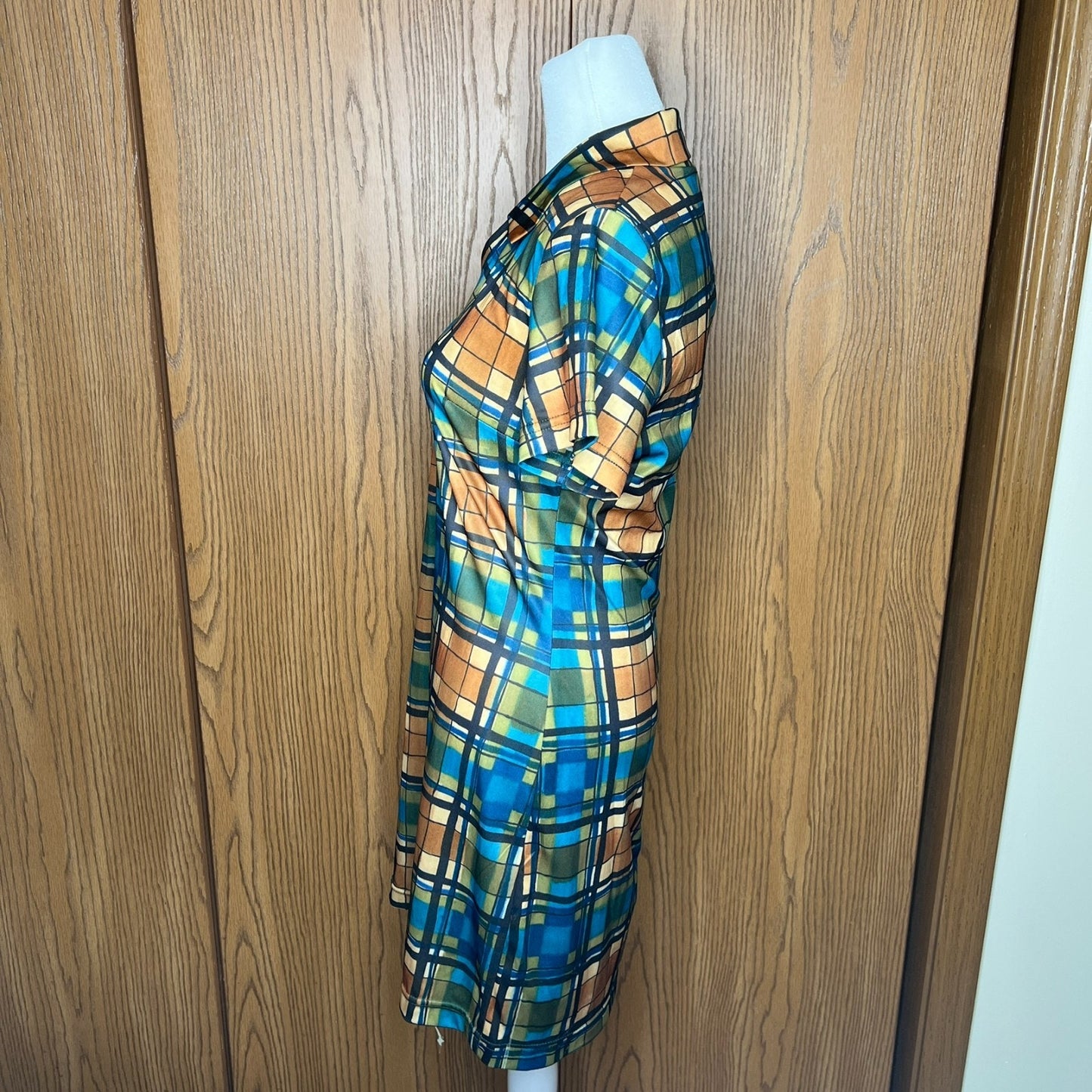 Vtg 90s Bonkers Clothing Co Dress Multi-color Plaid Academia Preppy Mod Artsy