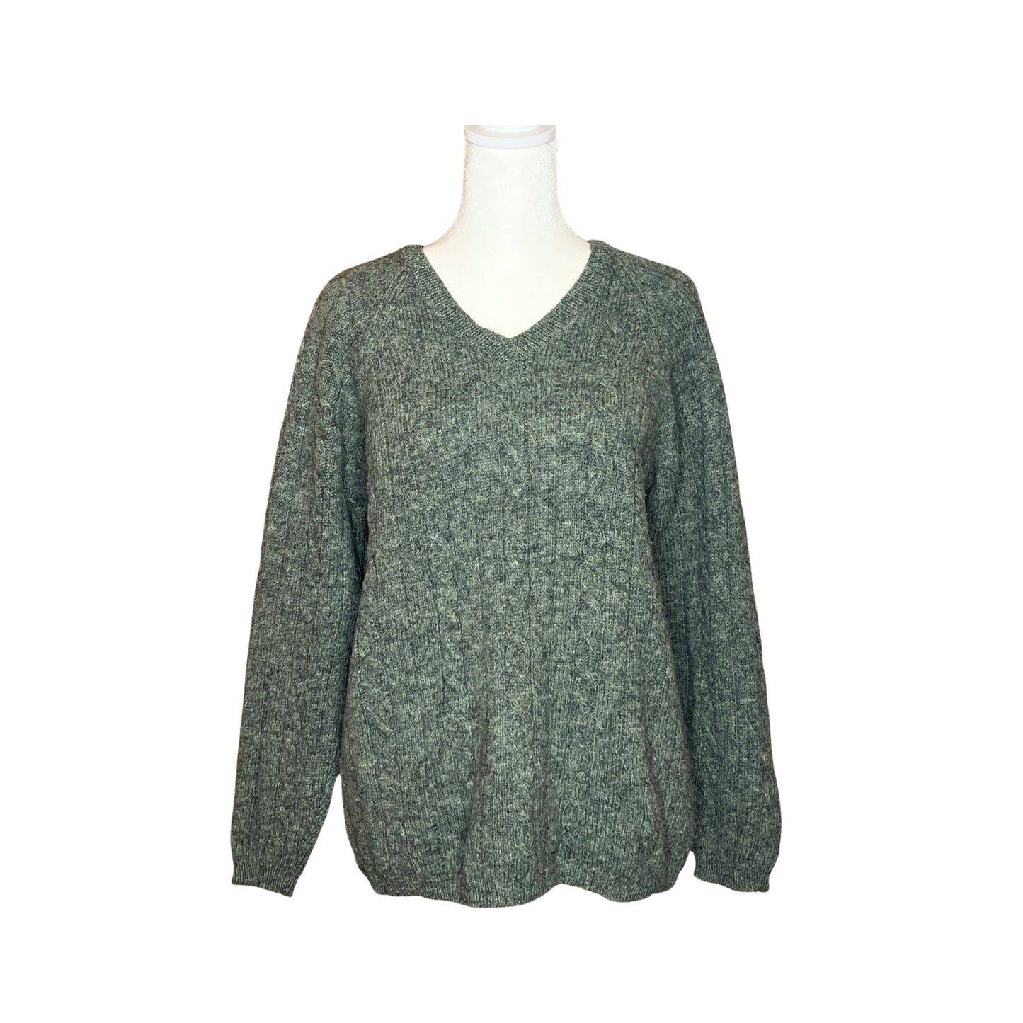 Vtg 90s Express Bleus Womens 100% Wool Sweater Size S Sage Green Christmas Minimalist Earthy