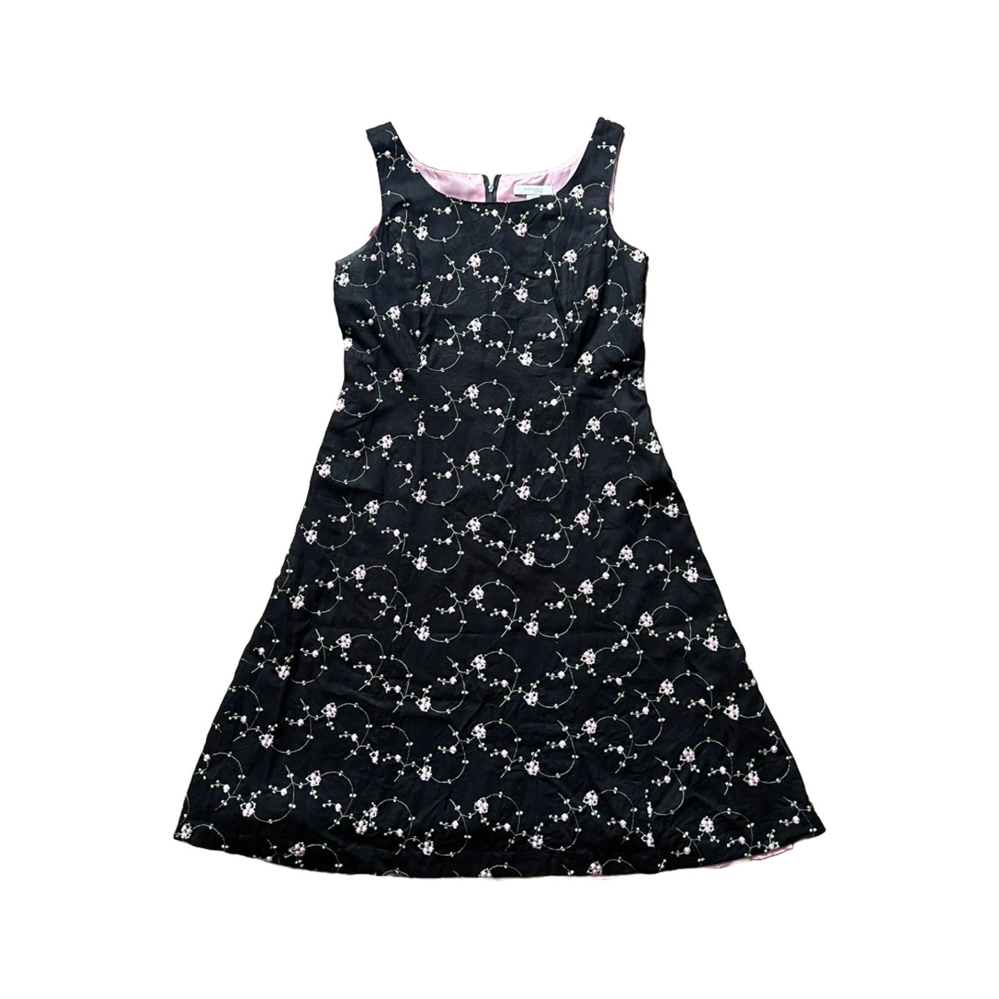 Vtg Dress Barn Womens Black Floral Embroidered Romantic Feminine Dainty Romantic