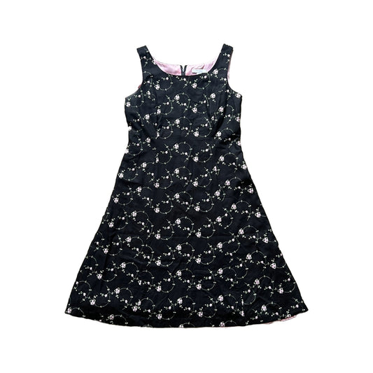 Vtg Dress Barn Womens Black Floral Embroidered Romantic Feminine Dainty Romantic