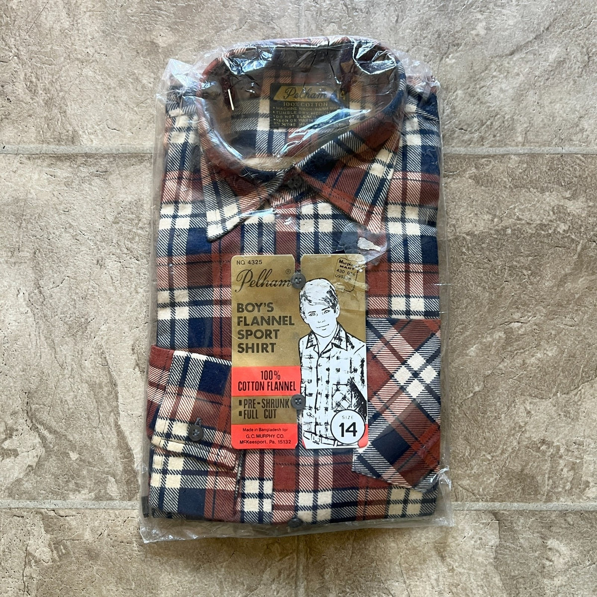 Vintage 60s Pelham Flannel Shirt Boys 14 Plaid Flannel Deadstock Autumn Classic