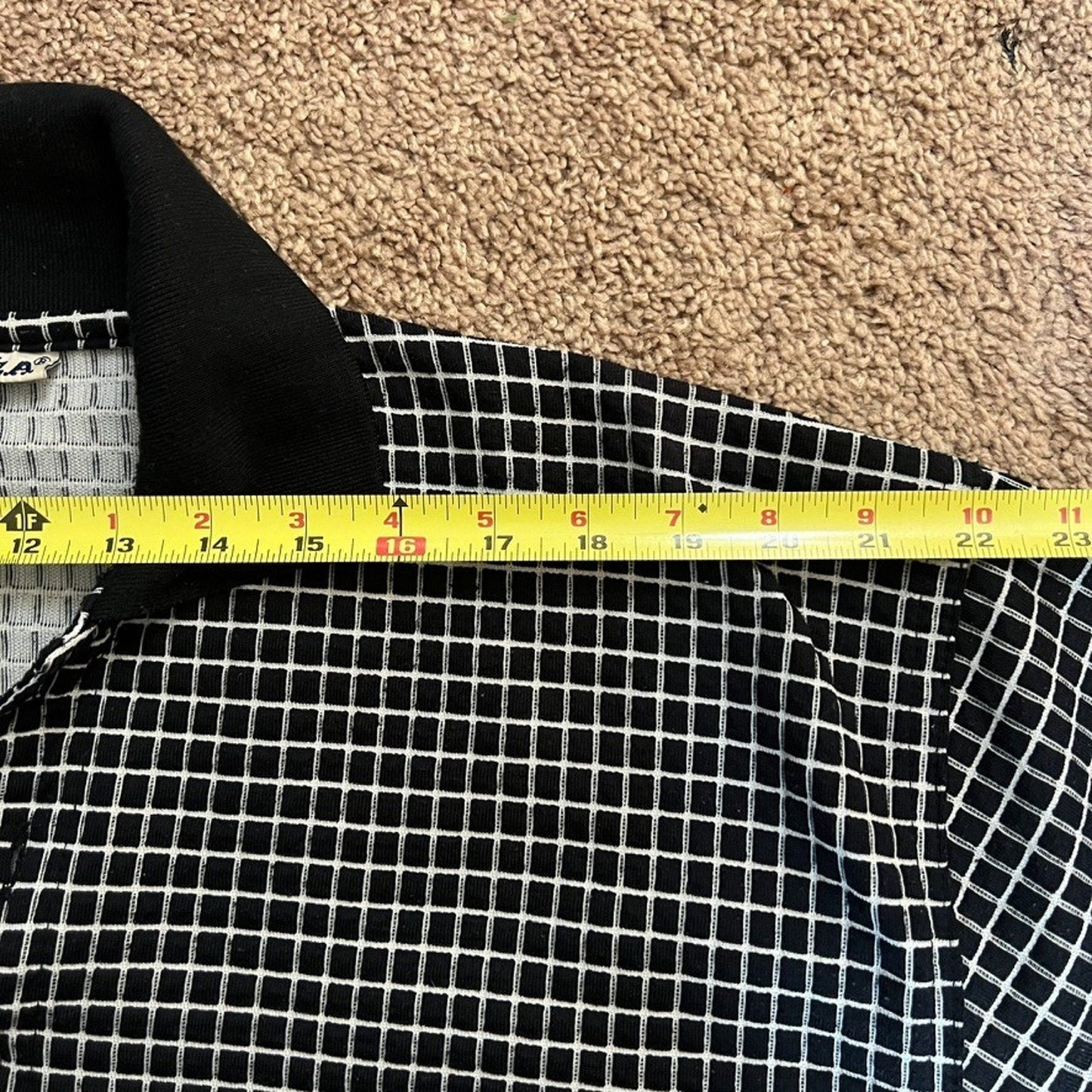 Vtg 90s Nriza Mens Polo Shirt XL Black White Plaid Preppy Golf Mod Minimalist