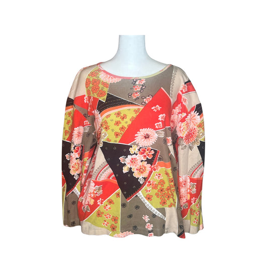 Vtg Y2K Chico's Multi-color Top Patchwork Beaded Asian Floral Boho Maximalist